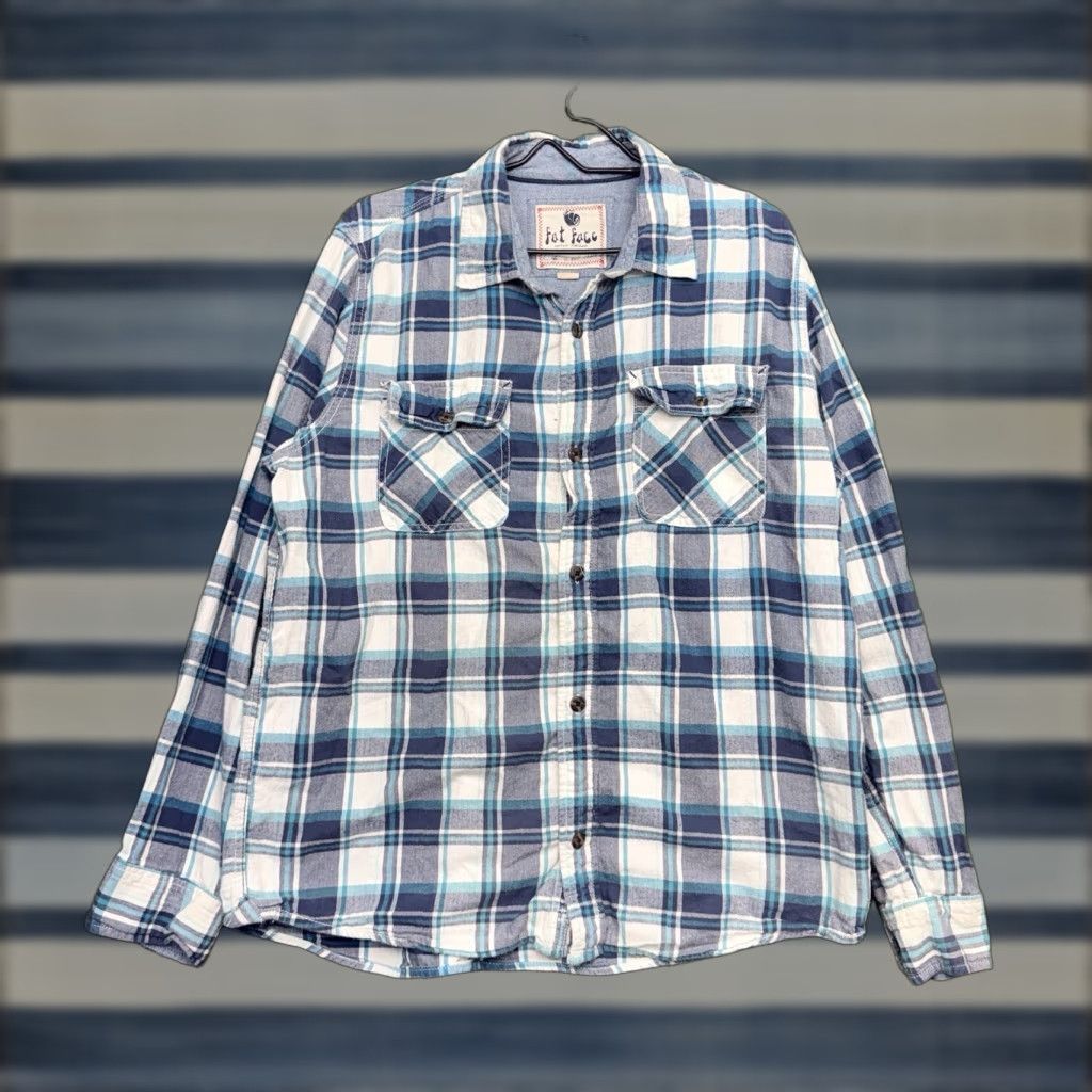FatFace Fat Face Flannel Shirt Mens XL Blue Plaid Regular Fit Button-Up Casual Outdoor Shirt Size US XL / EU 56 / 4 - 1 Thumbnail