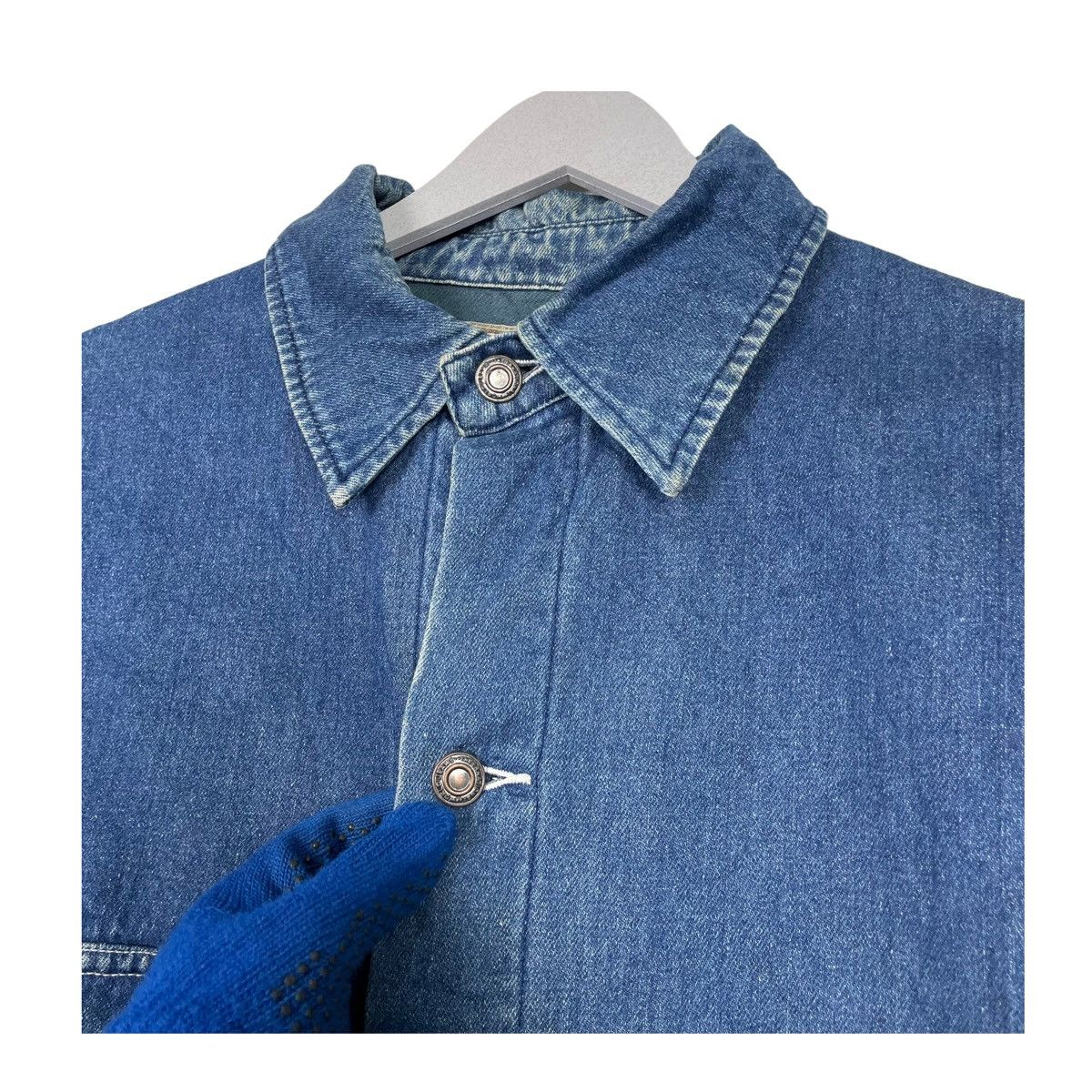 Indigo × Japanese Brand 💥80s HIGH SPIRIT CHORE DENIM HICKORY JACKET Size US L / EU 52-54 / 3 - 7 Thumbnail