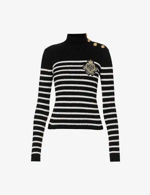 Balmain o1y0625 Turtleneck Sweater in Black/White Size M / US 6-8 / IT 42-44 - 1 Thumbnail