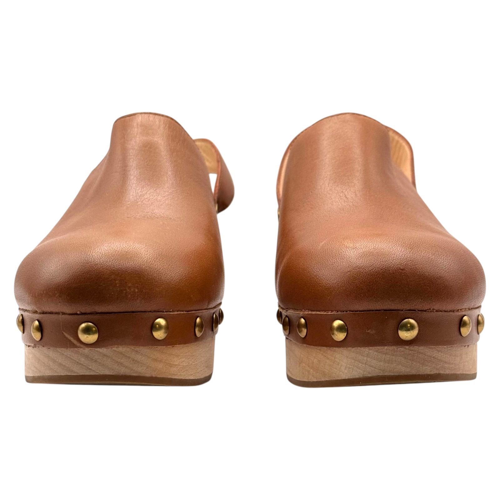 J.Crew J Crew Convertible Leather Clogs Wooden Heel Caramel 7 Size US 7 / IT 37 - 2 Thumbnail