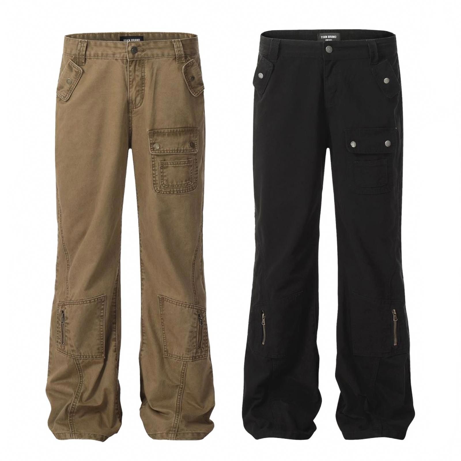 Japanese Brand Black Wide Leg Cargo Pants with Zipper Details Size US 32 / EU 48 - 5 Thumbnail