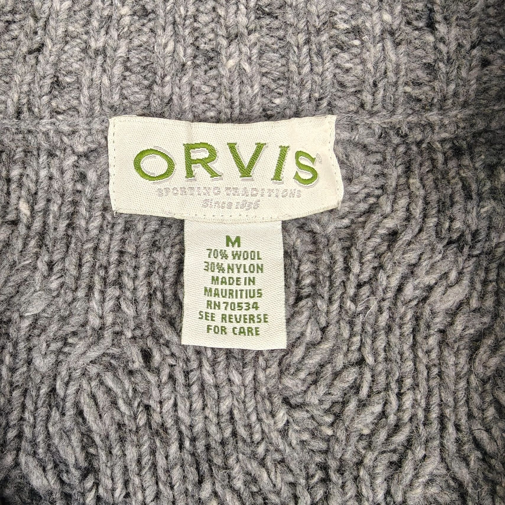 Orvis Orvis Sweater Mens M Gray 1/4 Zip Mock Neck Cable Knit Wool Pullover Size US M / EU 48-50 / 2 - 4 Thumbnail