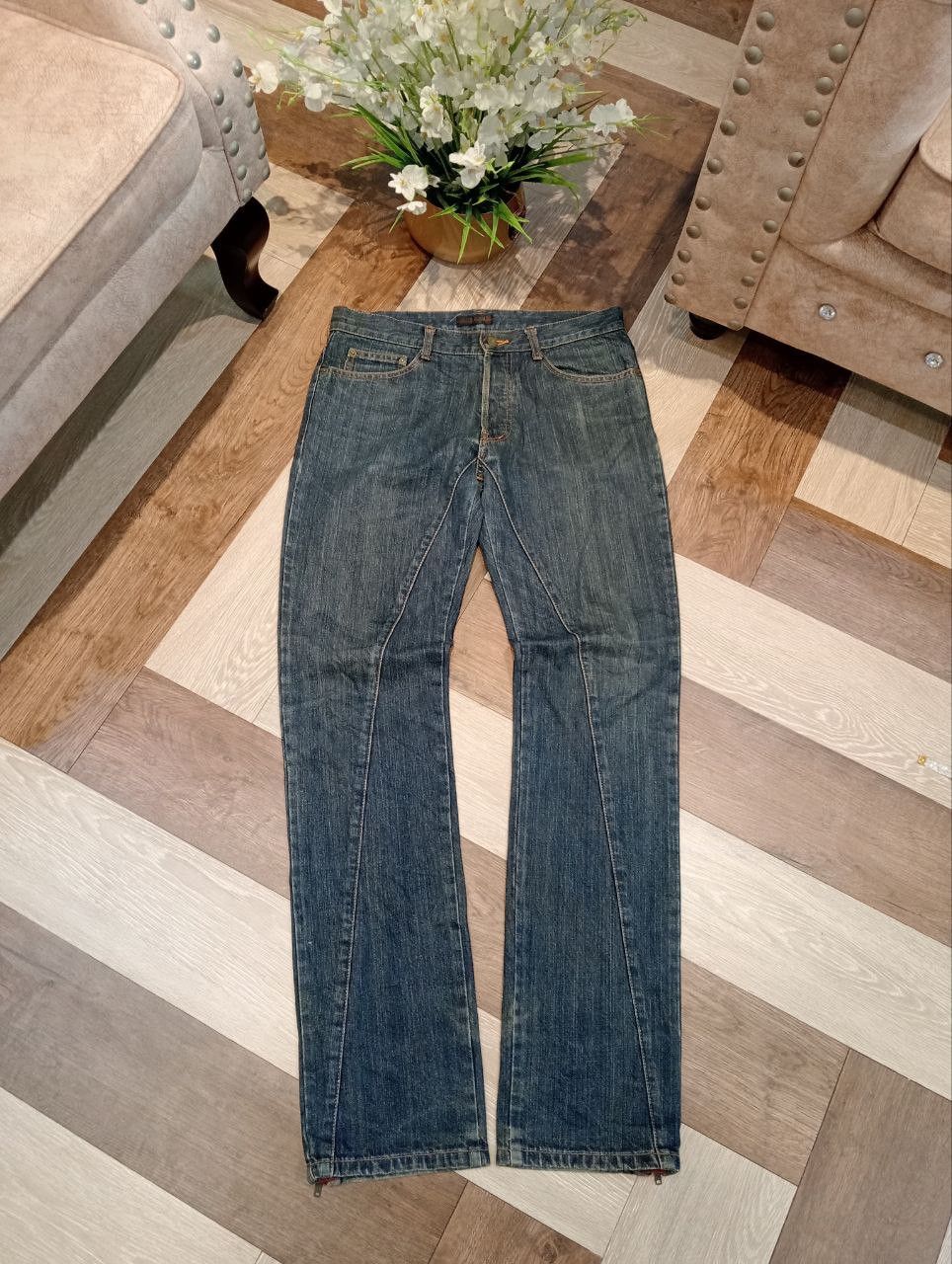 Morgan Homme MORGAN HOMME ANKLE ZIP BLUE DENIM JEANS Size US 32 / EU 48 - 1 Thumbnail