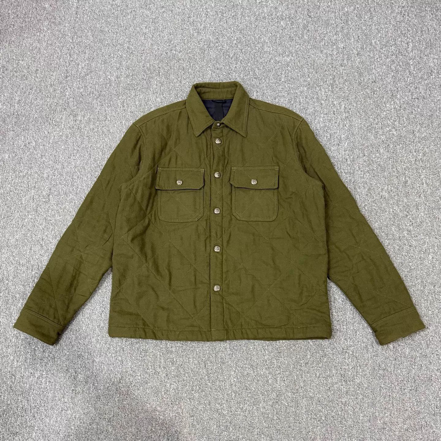 Chrome Hearts Green Quilted Button-Up Jacket Size S Size US S / EU 44-46 / 1 - 1 Thumbnail