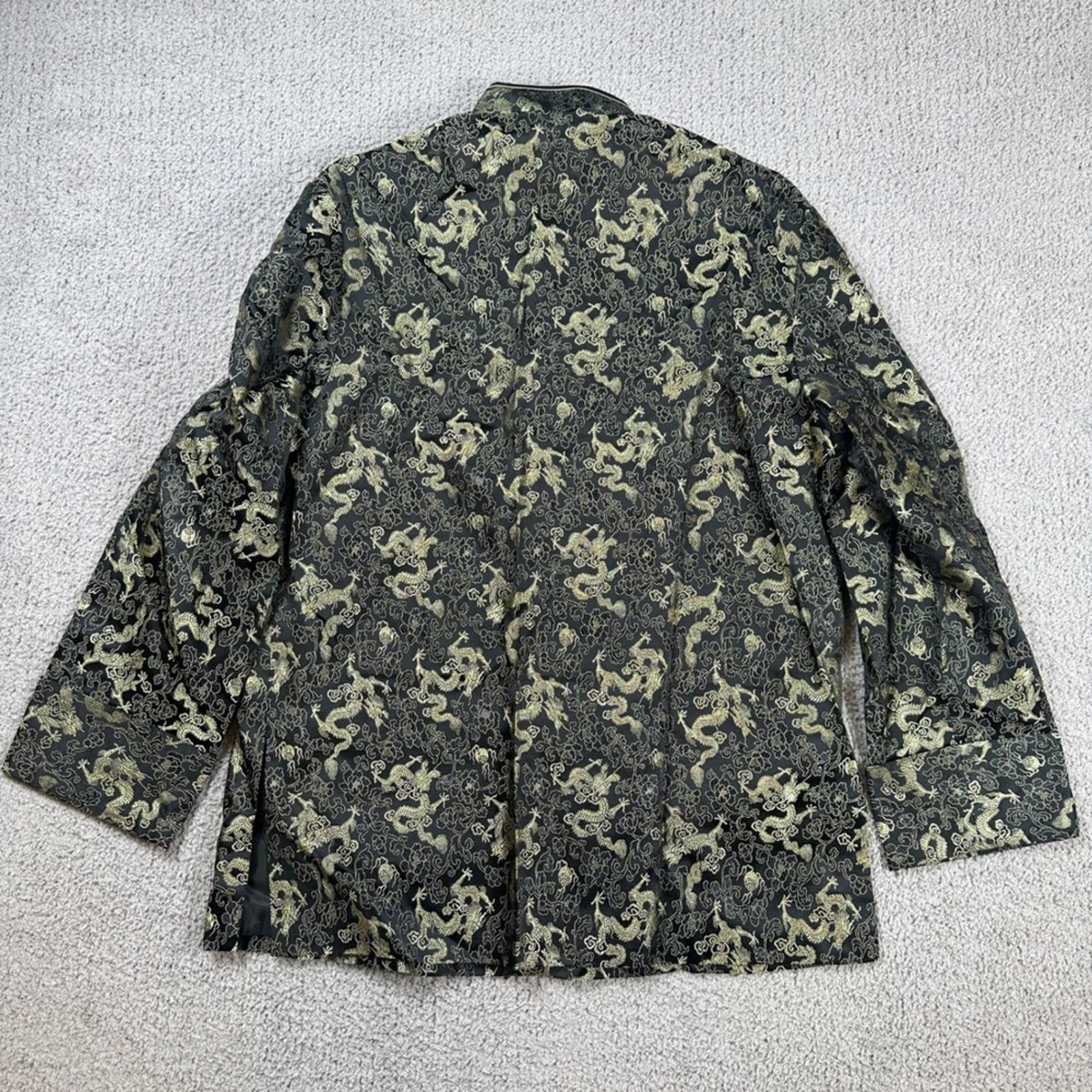 Other Silk Brocade Dragon Jacket Mandarin Collar Lotus Village Men Size 44R - 3 Thumbnail