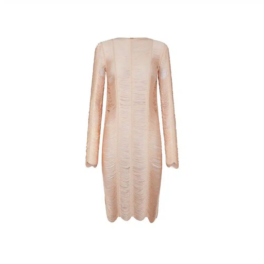 Tom Ford o1w1db10525 AB3355 Fringe Artwork Cocktail Mini Dress Beige Size S / US 4 / IT 40 - 1 Preview