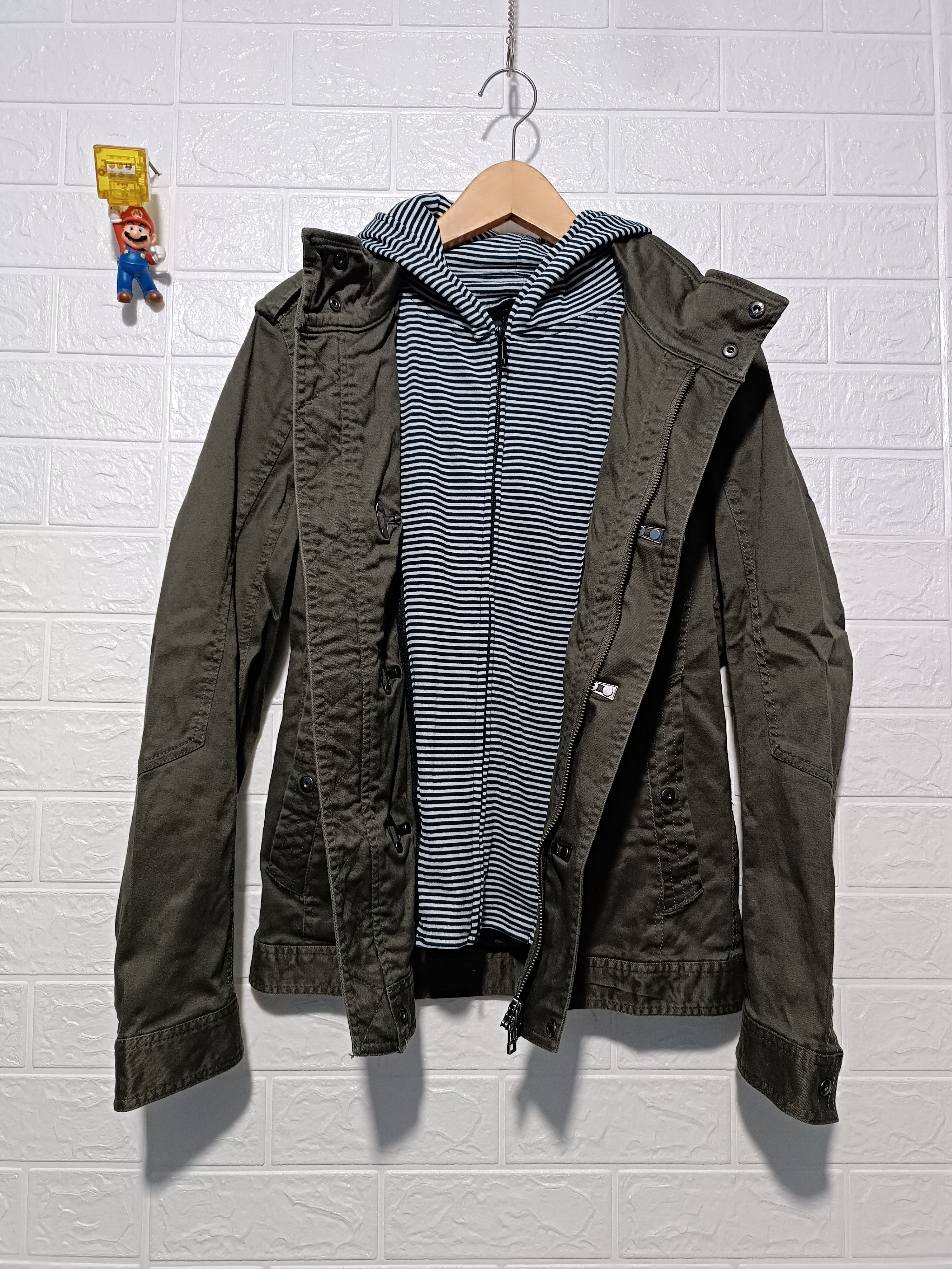 Japanese Double Layer Hook Metal Button Hoodie Jacket