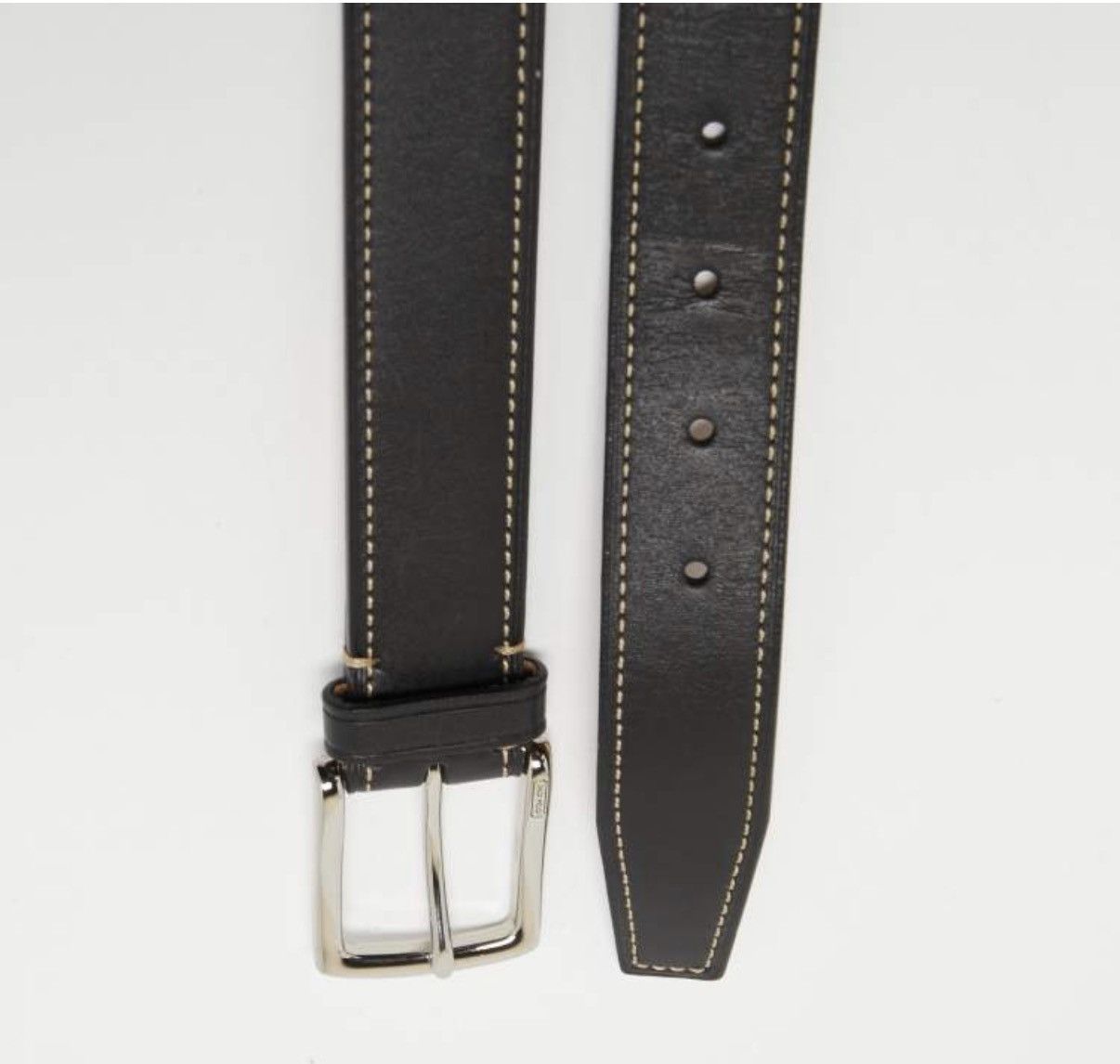 Coach Coach Black Leather Belt Contrast Stitch Silver Buckle 80cm Size 32 - 3 Thumbnail
