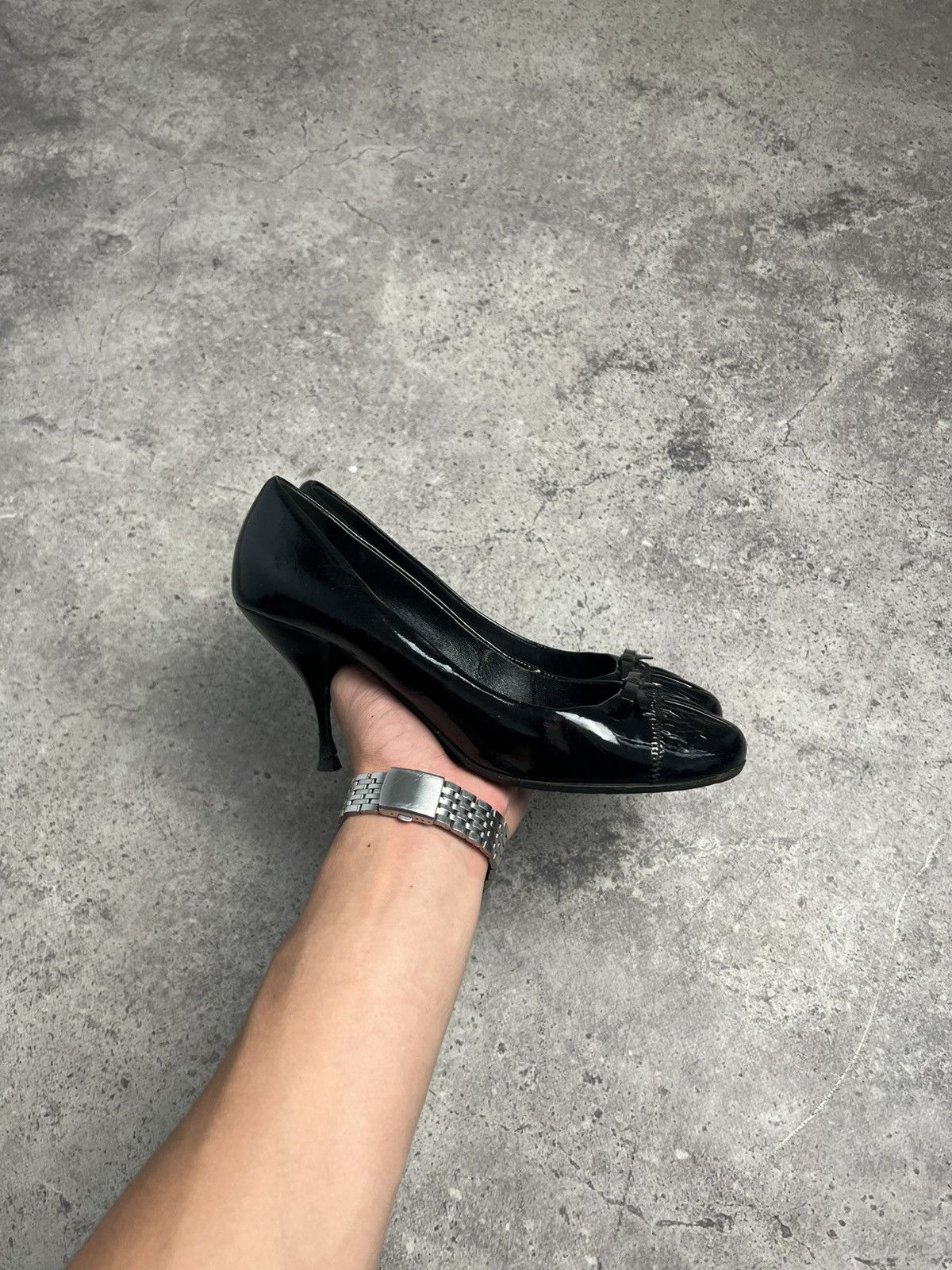 Vintage Prada Black Leather Kitten Heels