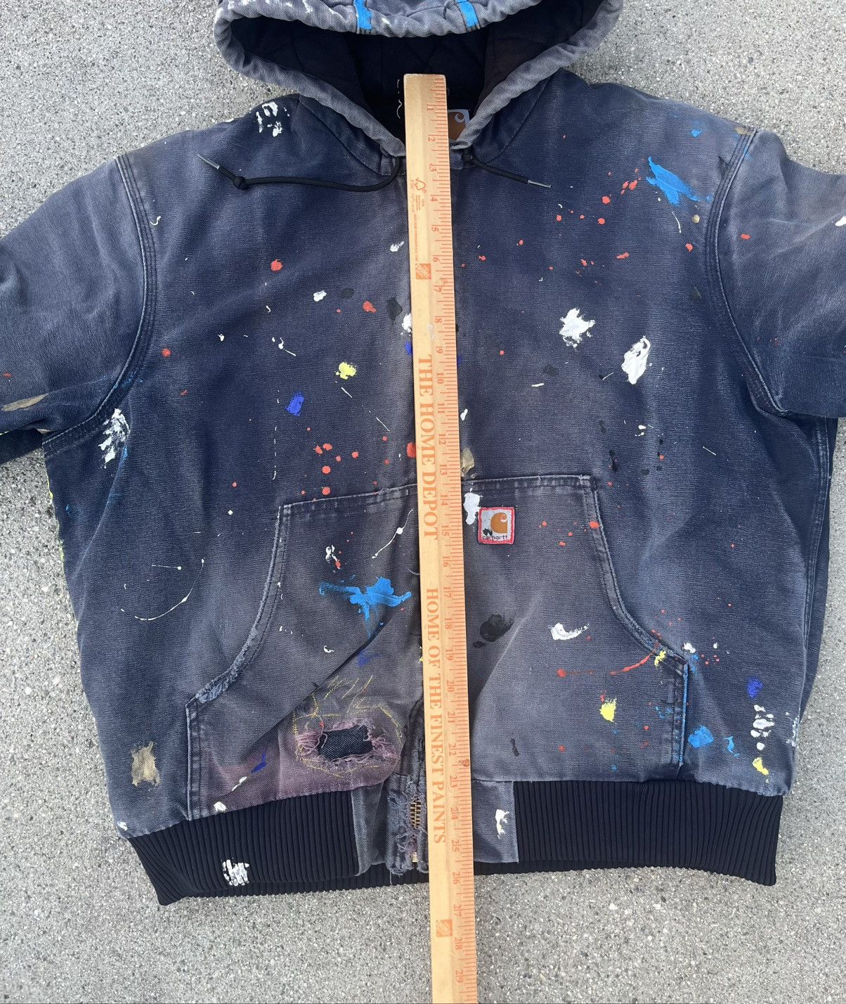 Custom Carhartt Jacket Thrashed Distressed Faded Quilt J140