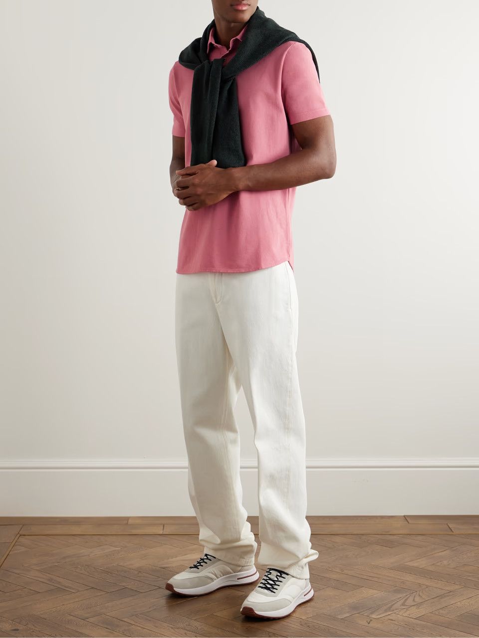 Loro Piana o1w1db10824 Cotton Polo Shirt in Pink Size US M / EU 48-50 / 2 - 3 Thumbnail