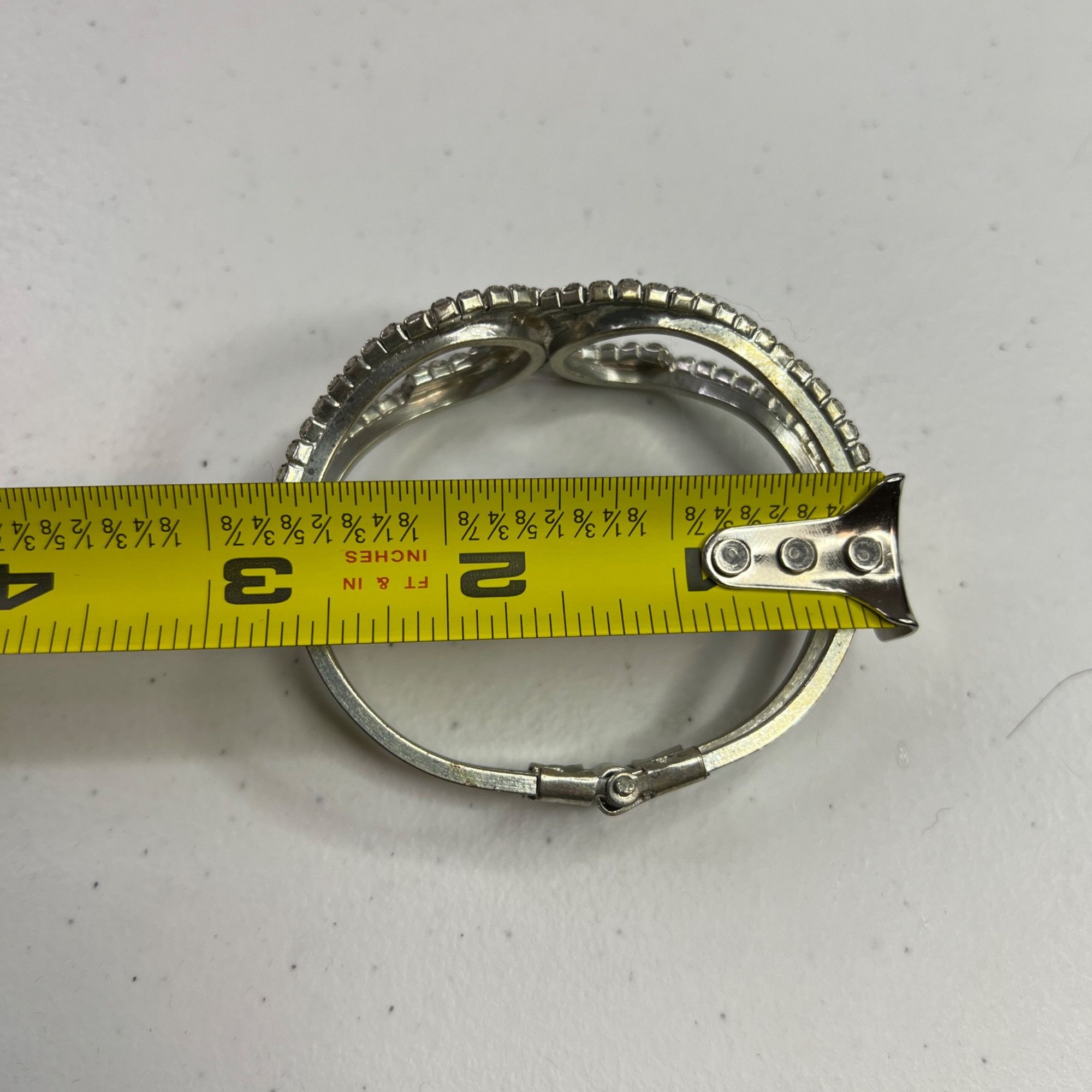 Other Silver-Tone Rhinestone Bangle Bracelet With Double C Design Size ONE SIZE - 3 Thumbnail