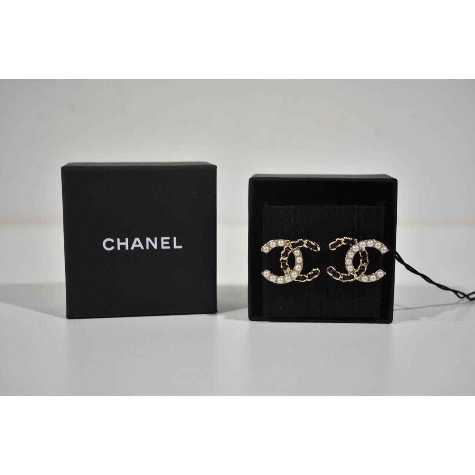 Chanel Chanel Pearl White Gold Black Drop Statement Stud Earrings Size ONE SIZE - 5 Thumbnail