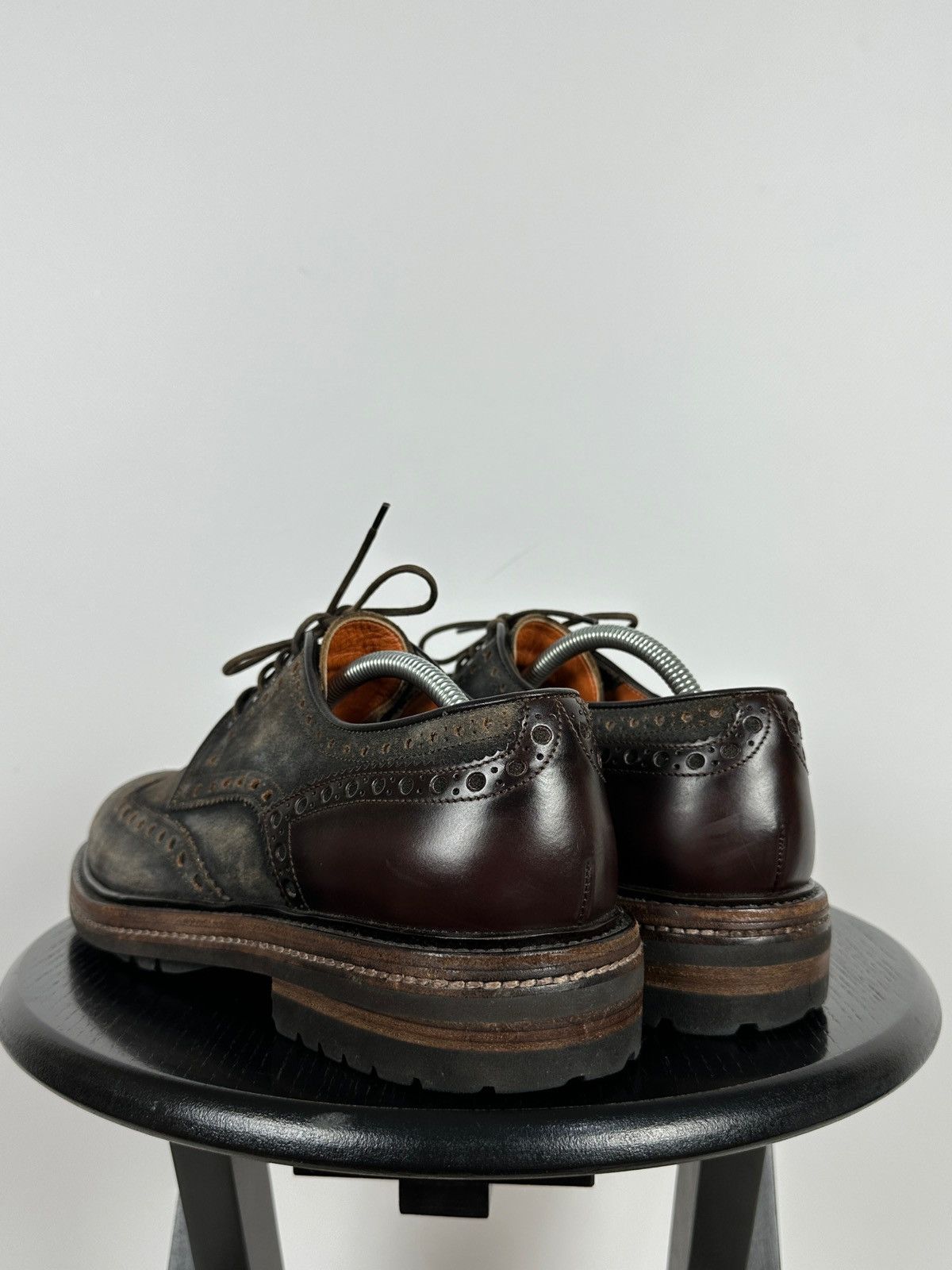 Santoni Santoni Wingtip Brogue Brown Suede Leather Shoes Size US 9.5 / EU 42-43 - 7 Thumbnail
