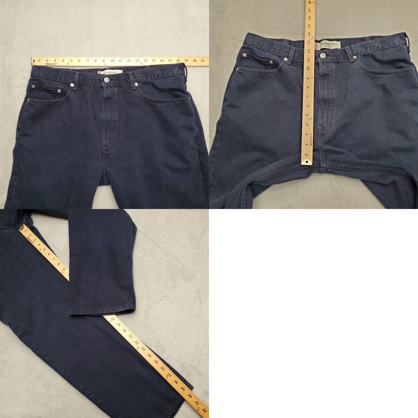 Denime Levi 505 Jeans Mens 38x30 Blue Denim Regular Fit Straight Leg Cotton Dark Wash USA American Size US 38 / EU 54 - 8 Thumbnail