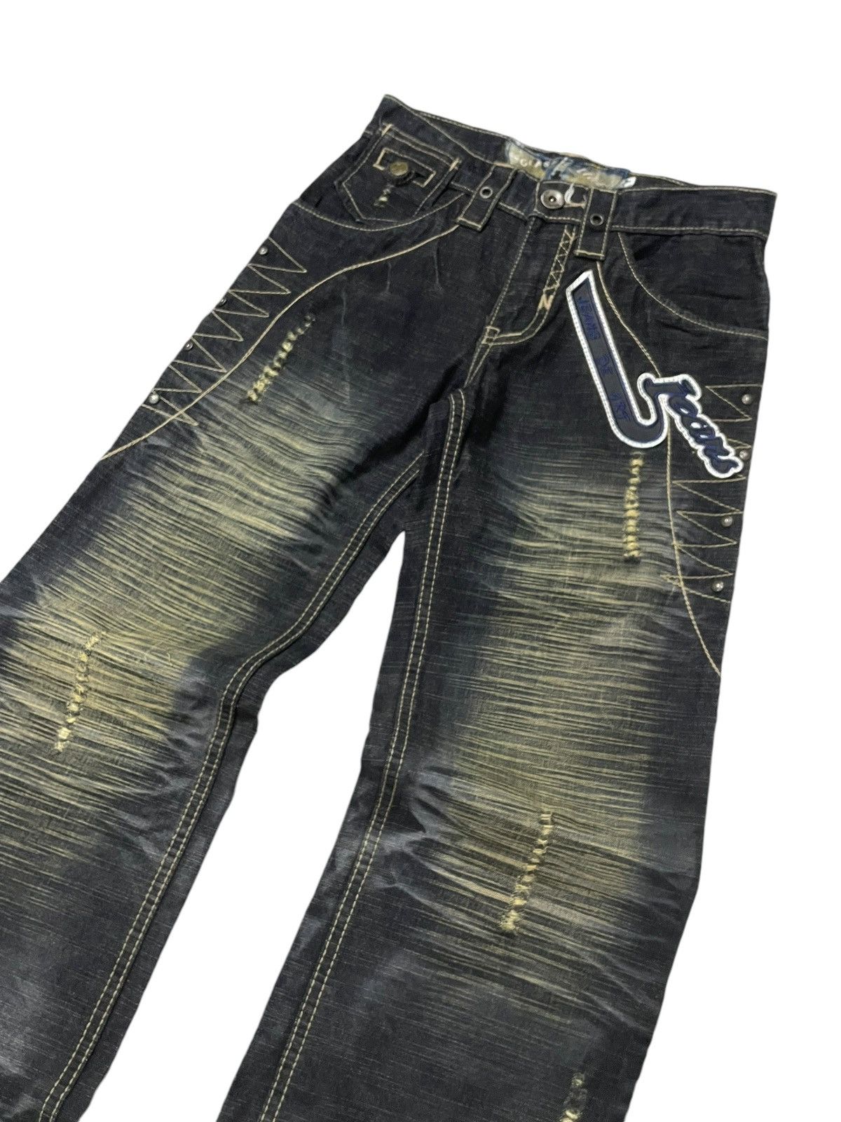 Japanese Brand Jeans De Art Mud Wash Whiskers Loose Jeans Size US 29 - 4 Thumbnail
