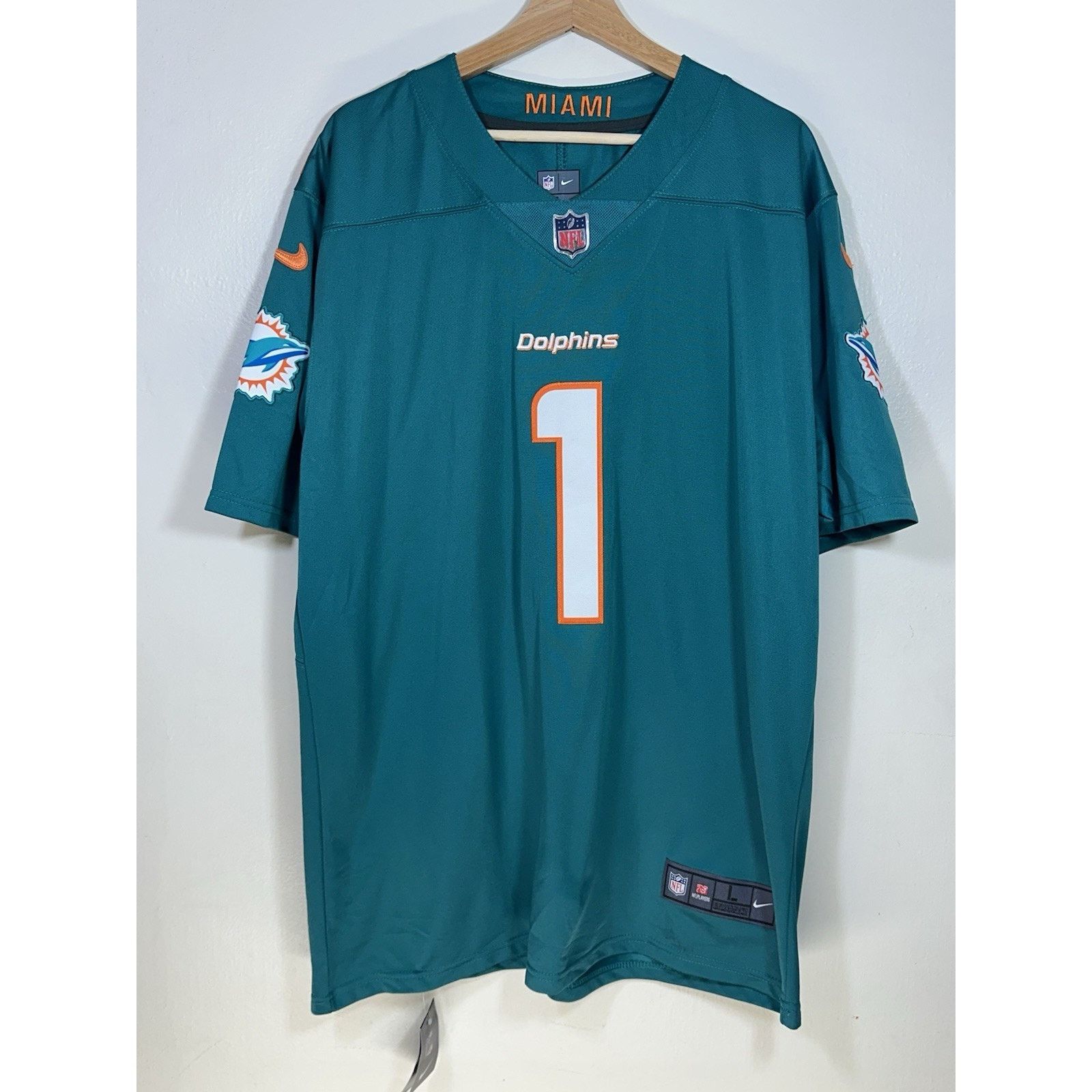 Nike Tua Tagovailoa Nike Men's Jersey #1 Miami Dolphins Size L Size US L / EU 52-54 / 3 - 1 Thumbnail