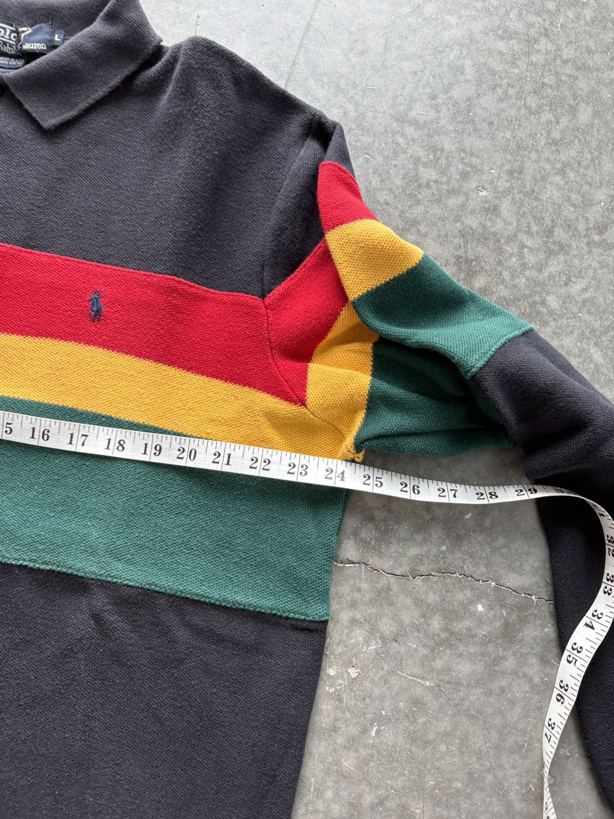 Polo Ralph Lauren Vintage 90s Polo Ralph Lauren Knit Longsleeve Polo Striped Size US L / EU 52-54 / 3 - 10 Thumbnail