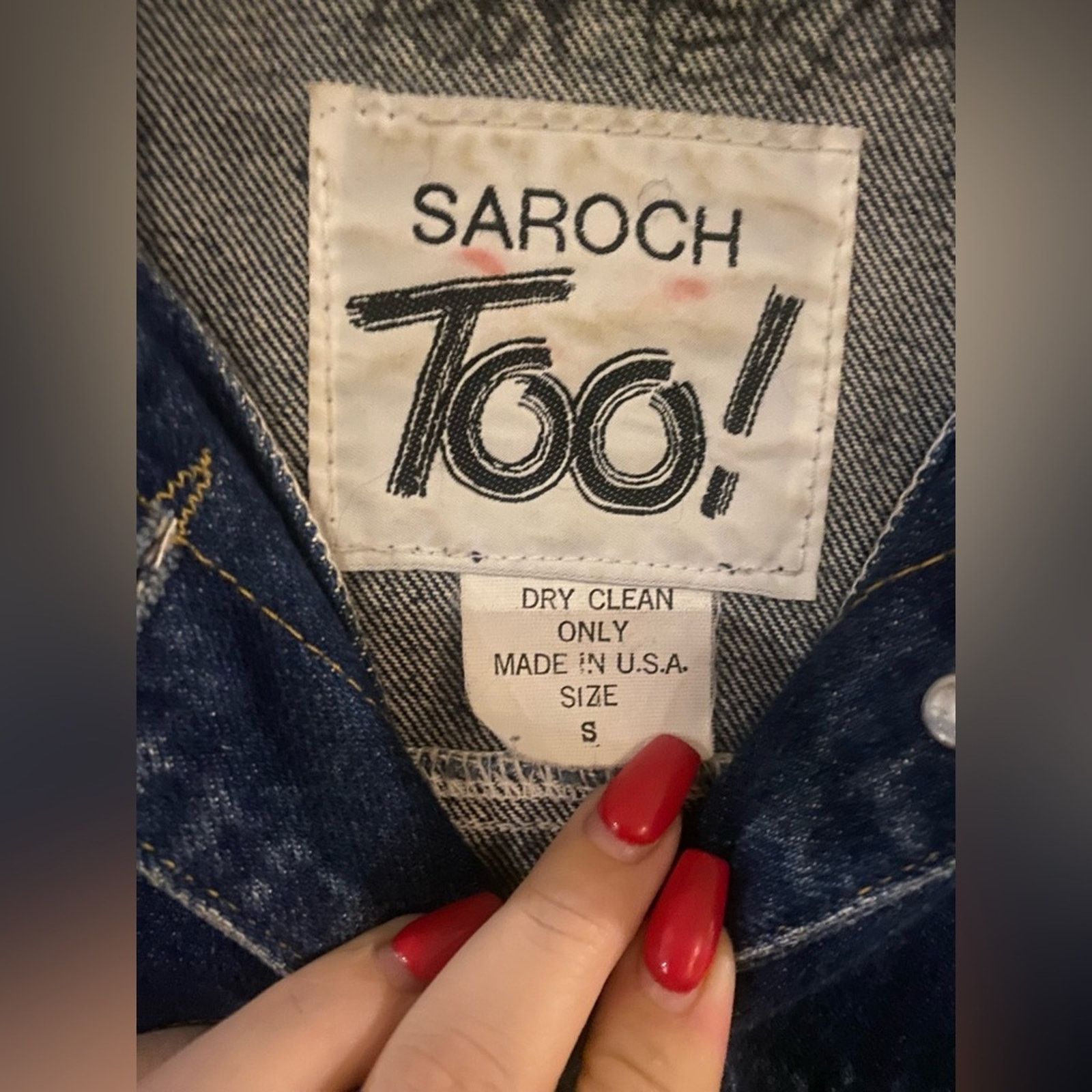 Vintage 80's Saroch Too Denim Low Cut Cropped Western Flair Jacket S Size S / US 4 / IT 40 - 4 Thumbnail
