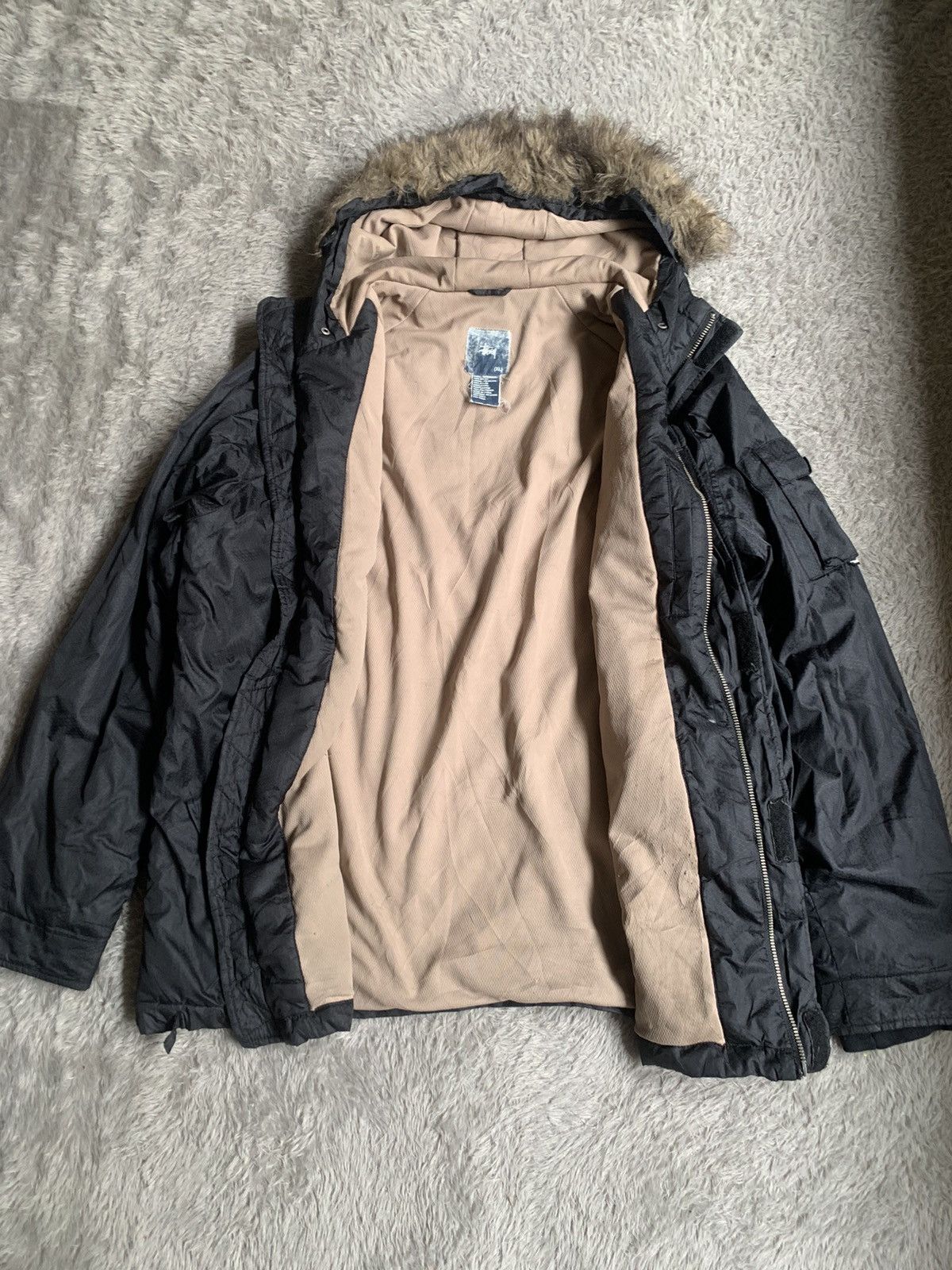 Stussy × Vintage Vintage 90s Stussy Down Fur Jacket | Grailed