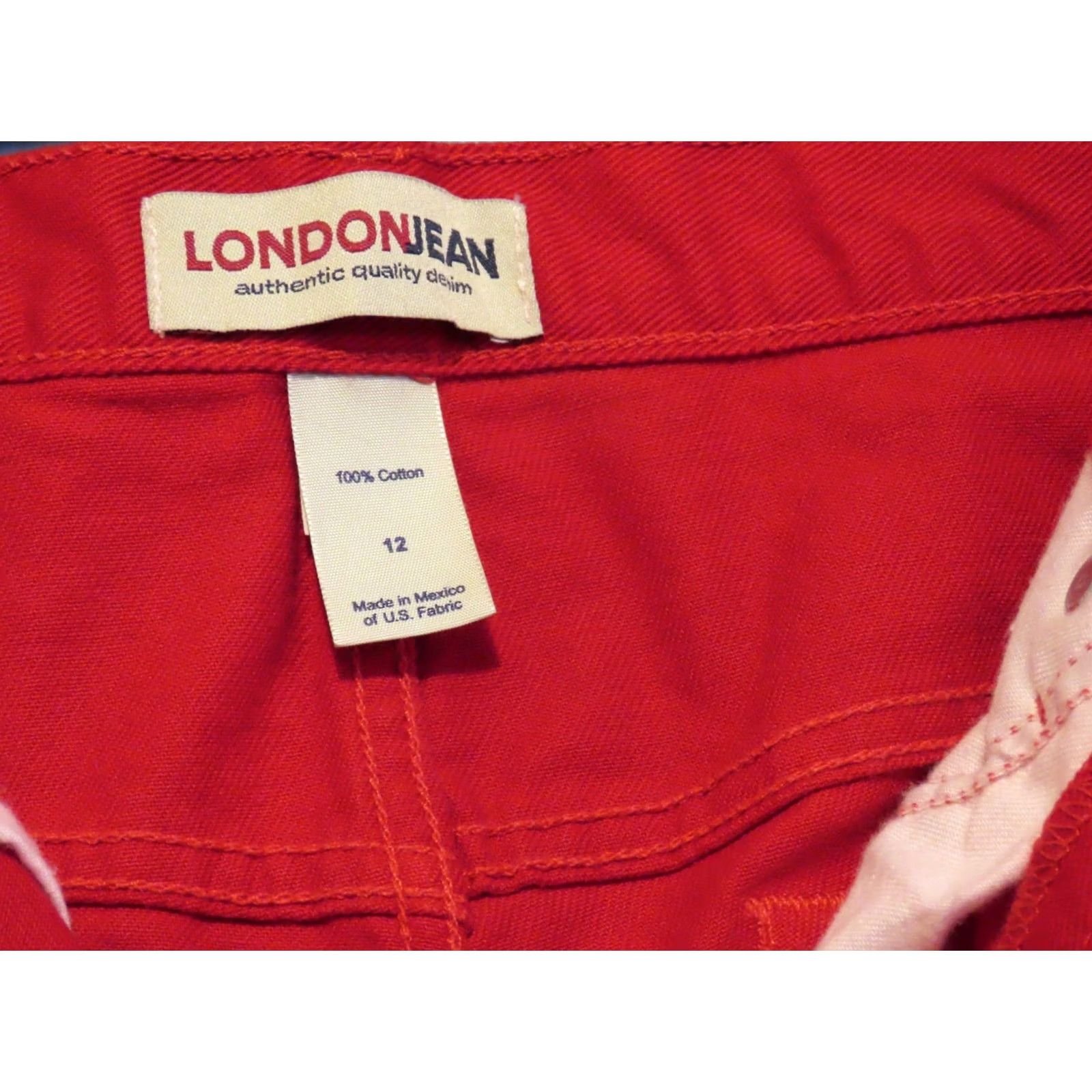 Vintage London Jeans Pants Womens Size 12 Red Denim Straight Pockets 30 in Waist Regular Inseam 29 in High Rise Cotton Button Vintage No Size 34" / US 12 / IT 48 - 5 Thumbnail