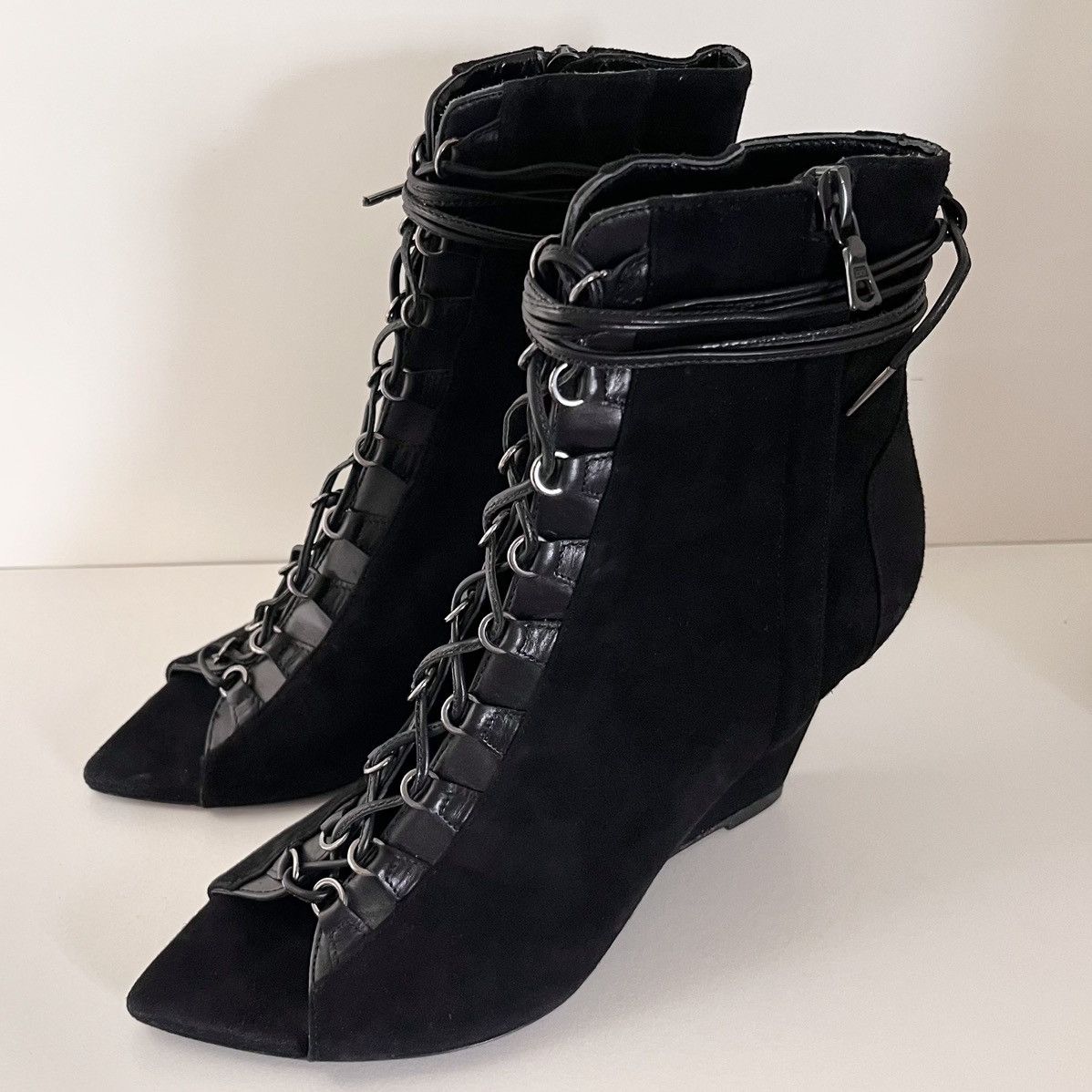 Narciso Rodriguez Narciso Rodriguez Black suede Lace-Up Wedge Boots Size US 6.5 / IT 36.5 - 2 Thumbnail