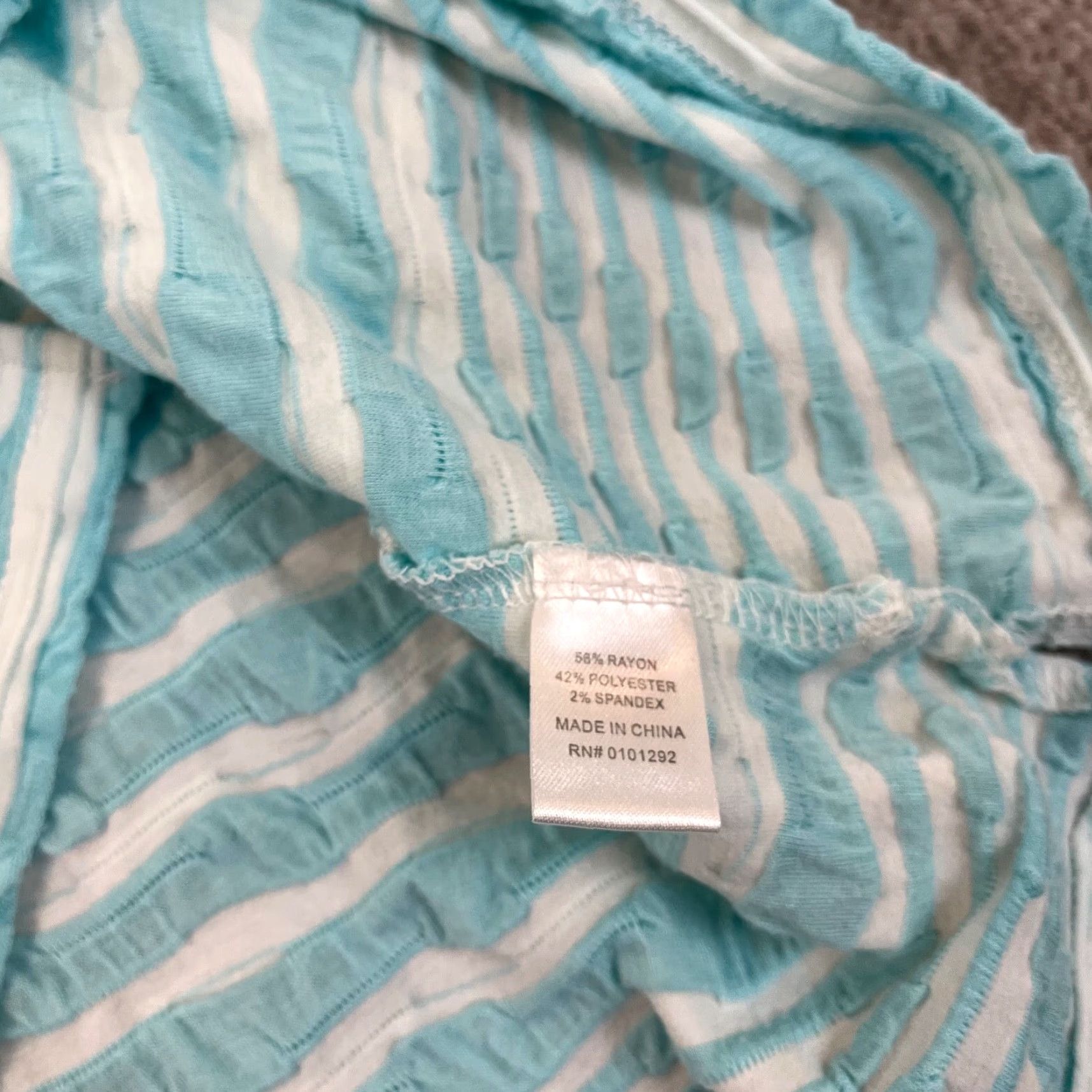 Vintage LULU B Shirt Womens Medium Blue White Striped Top Textured Short Sleeve Outdoor Shirt Size M / US 6-8 / IT 42-44 - 6 Thumbnail