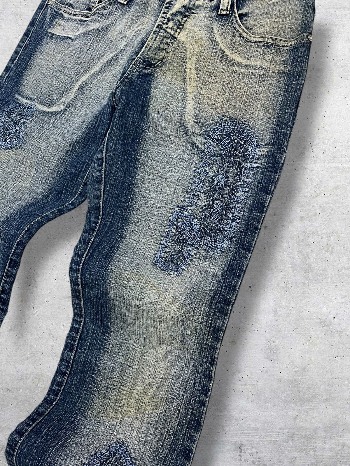 Tornado Mart SILVER KISS JAPAN DESIGNER FLARED DISTRESSED MUDWASH JEANS Size US 28 / EU 44 - 7 Thumbnail