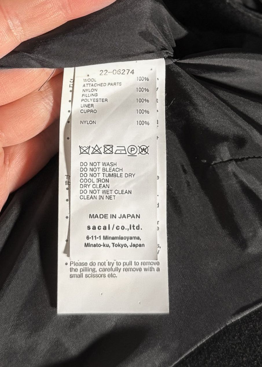 Sacai Sacai Black Wool Nylon Padded Jacket - 2 JP Size M / US 6-8 / IT 42-44 - 7 Thumbnail