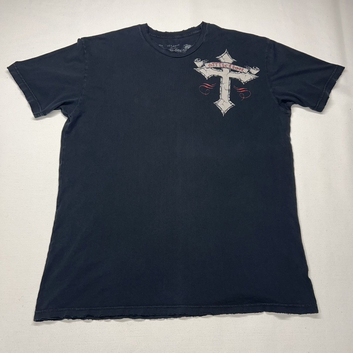 Affliction Affliction Tee Shirt Black Live Fast Skull Wings Cross Punk Size US XXL / EU 58 / 5 - 2 Thumbnail