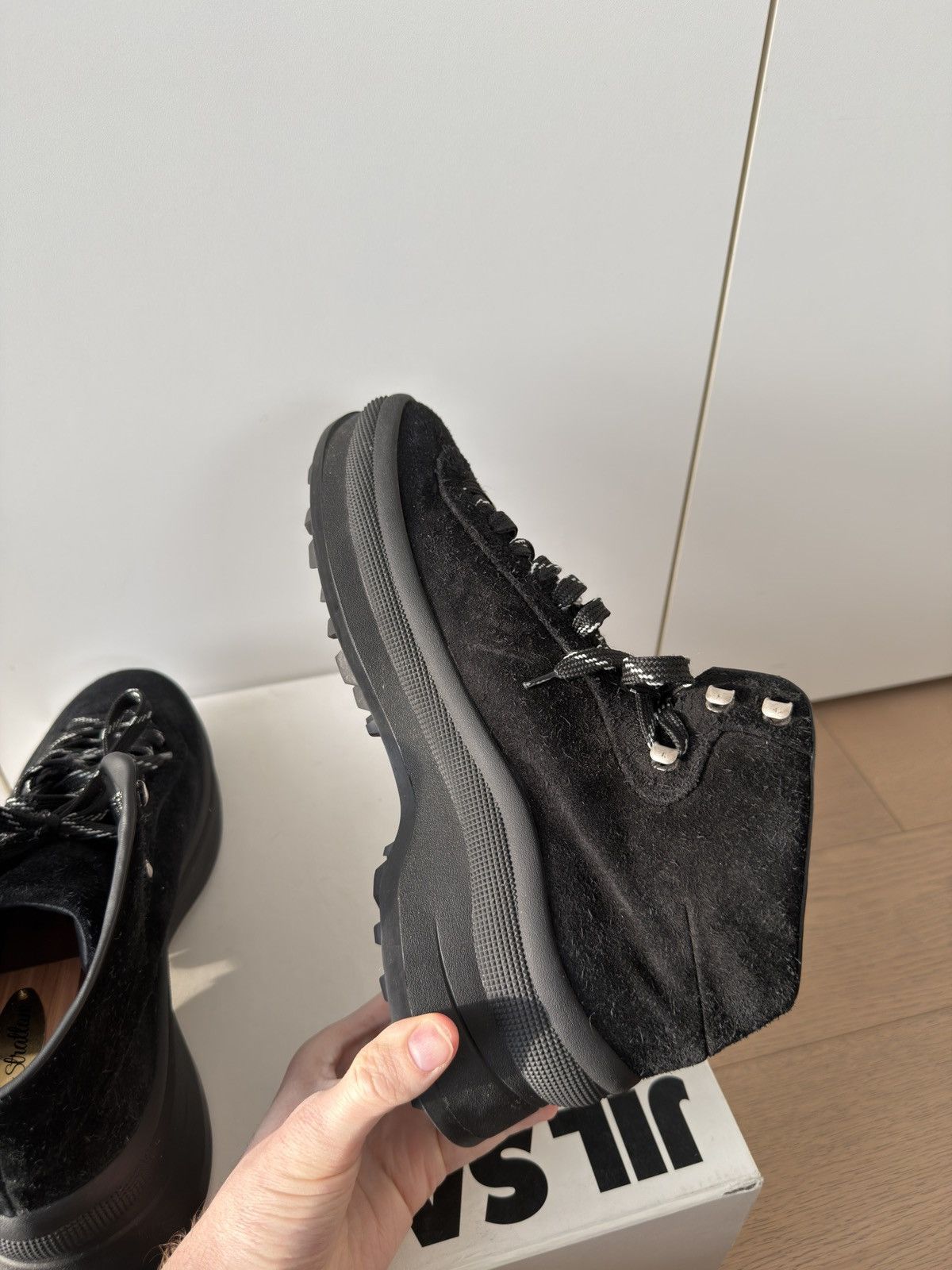 Jil Sander Black Suede Hiking Boots Vibram Tractor Sole 42 Size US 9 / EU 42 - 6 Thumbnail