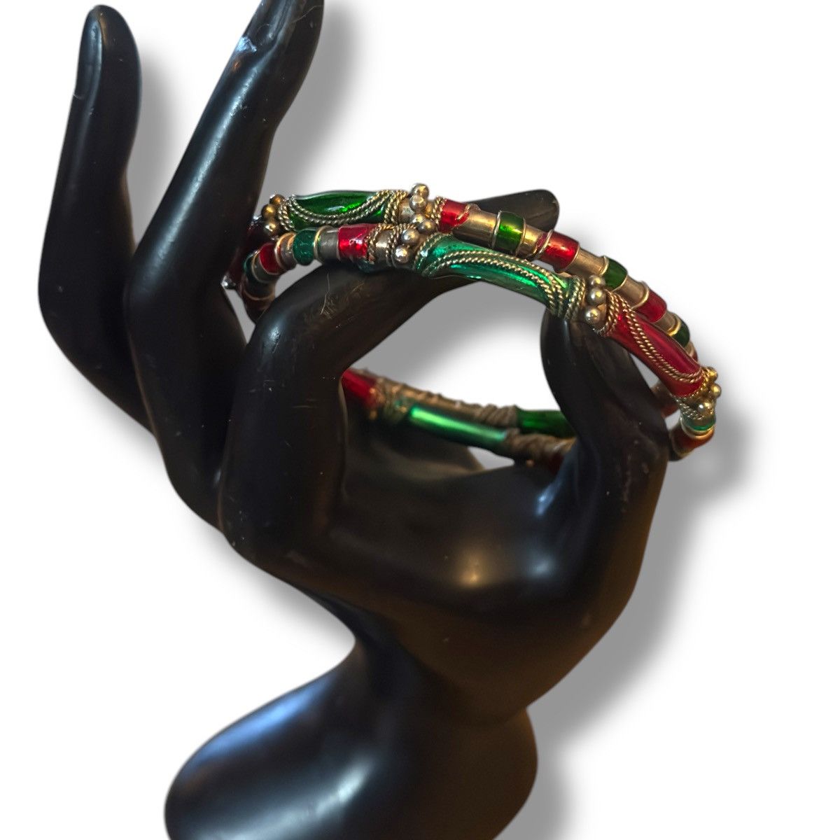Vintage Vintage fancy gold and green enamel bangle bracelets Size ONE SIZE - 3 Thumbnail