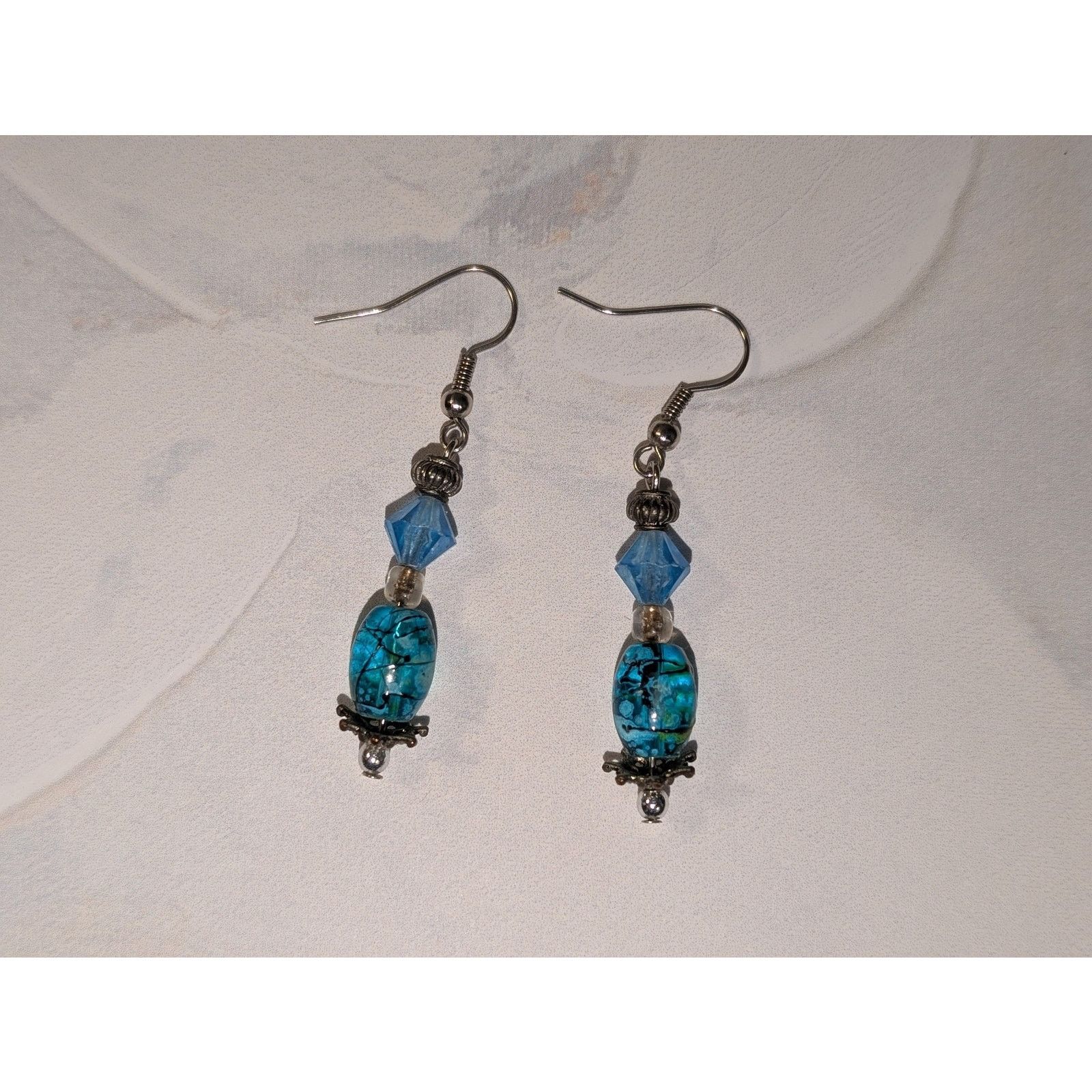 Vintage VTG 1980s Boho Style Silver-Tone Turquoise Dangle Earrings Size ONE SIZE - 2 Thumbnail