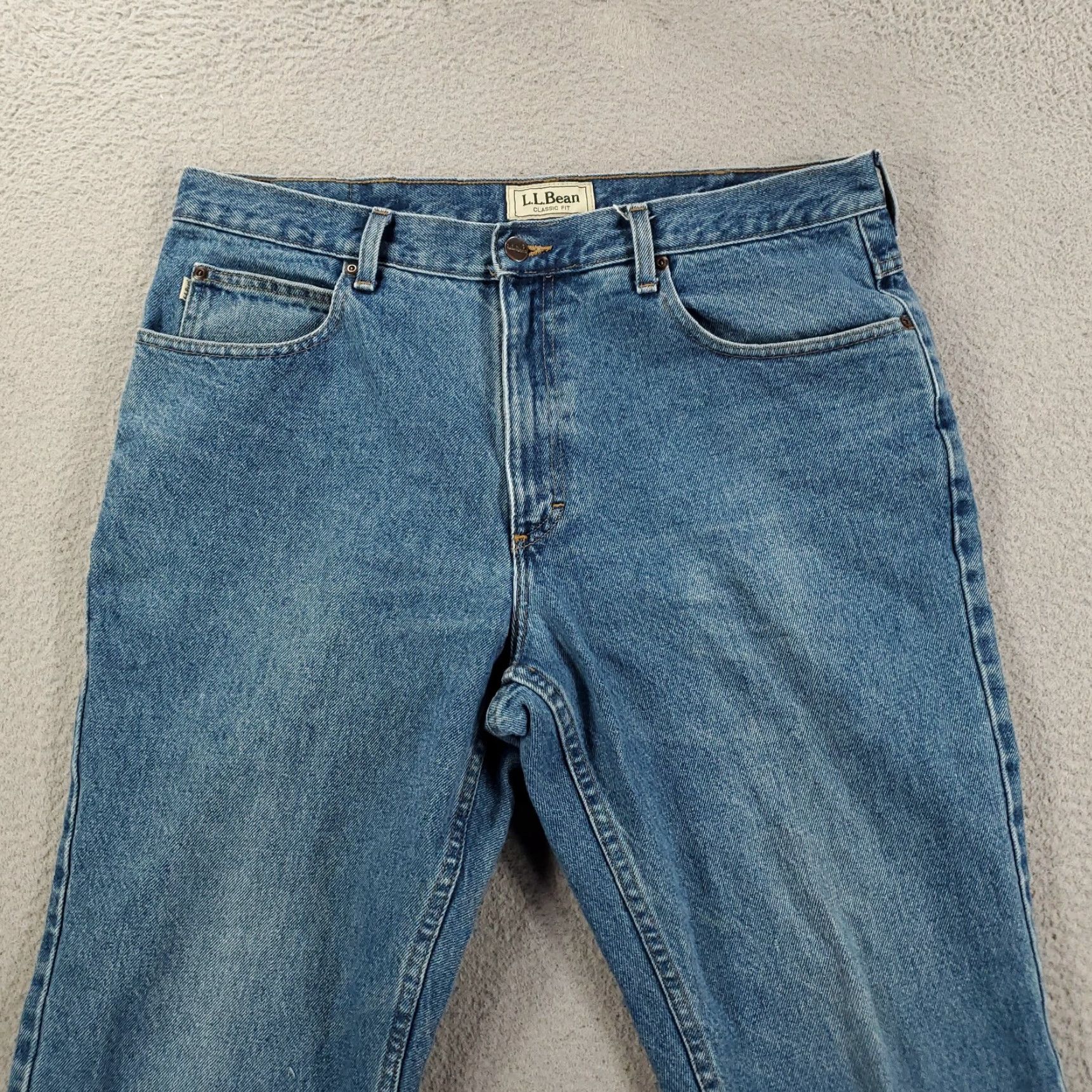 Vintage LL Bean Mens Jeans Size 36x29 Blue Classic Fit Straight Leg Distressed Denim Size US 36 / EU 52 - 2 Thumbnail