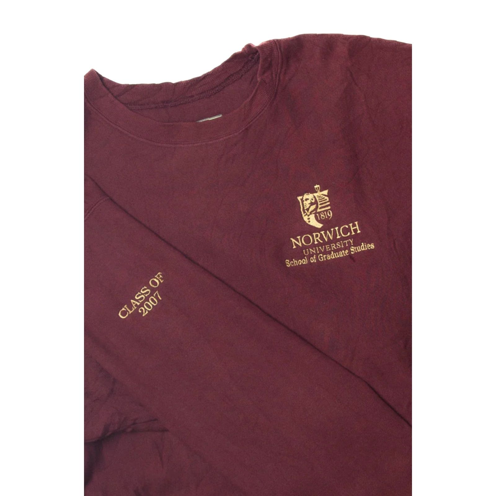 Vintage Norwich University Class of 2007 Sweatshirt XL Red Long Sleeve Vintage Original Mens Boys Womens Size US XXL / EU 58 / 5 - 2 Thumbnail