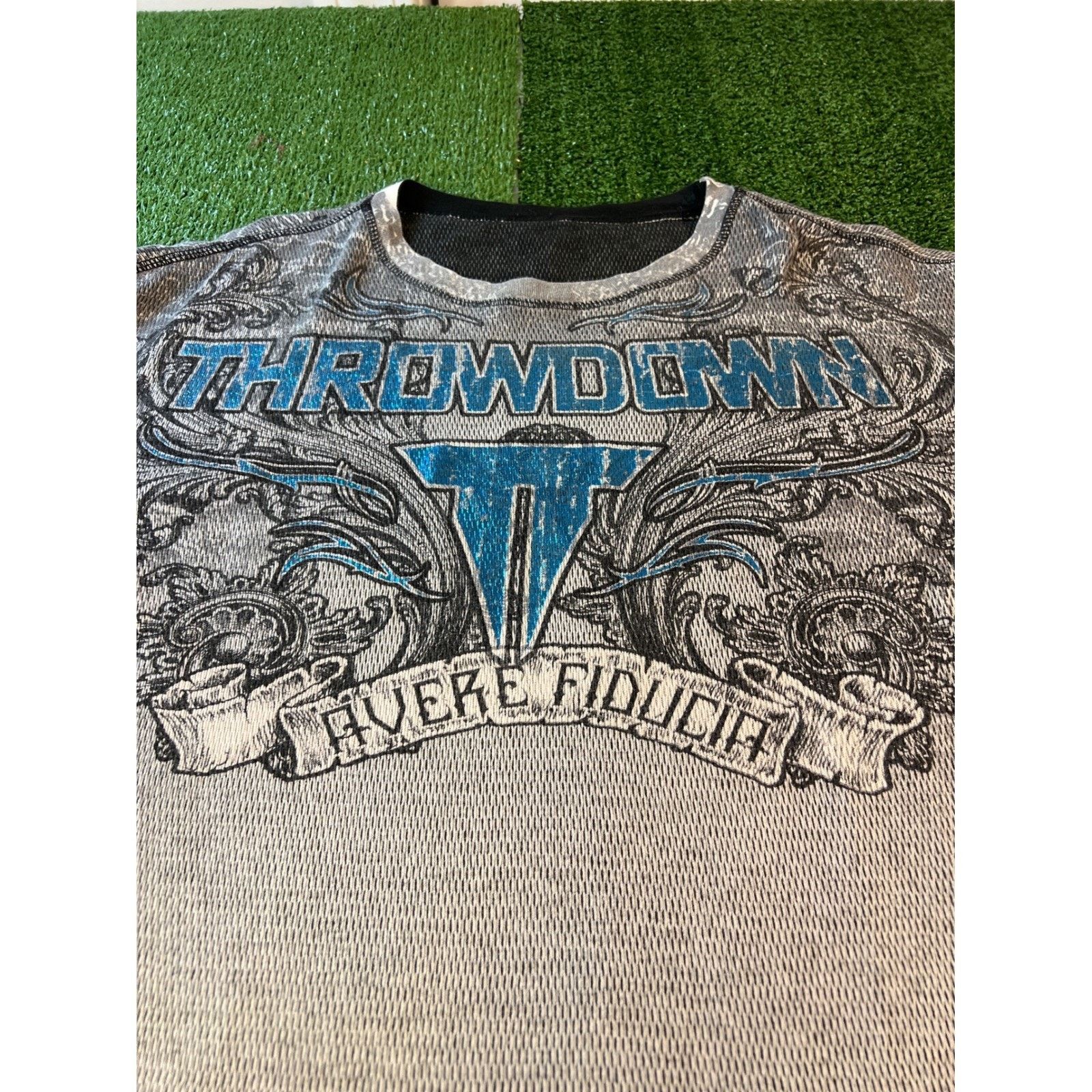 Other Throwdown Mens Longsleeve Grey MMA Graphic Waffle Knit XXL Size US XXL / EU 58 / 5 - 2 Thumbnail