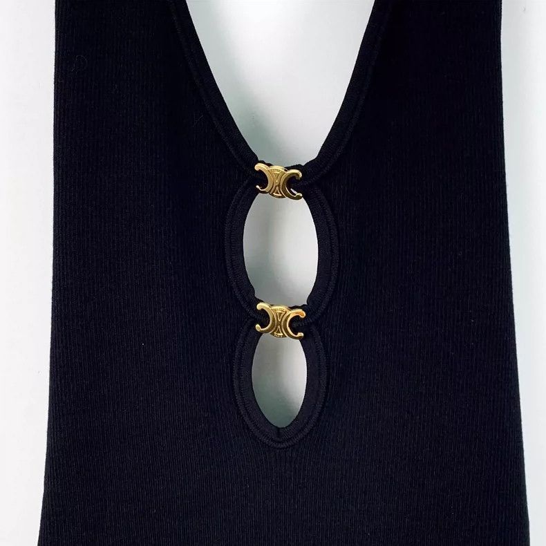 Celine Celine Black Silk Sleeveless Dress with Back Cutout Size L / US 10 / IT 46 - 4 Thumbnail