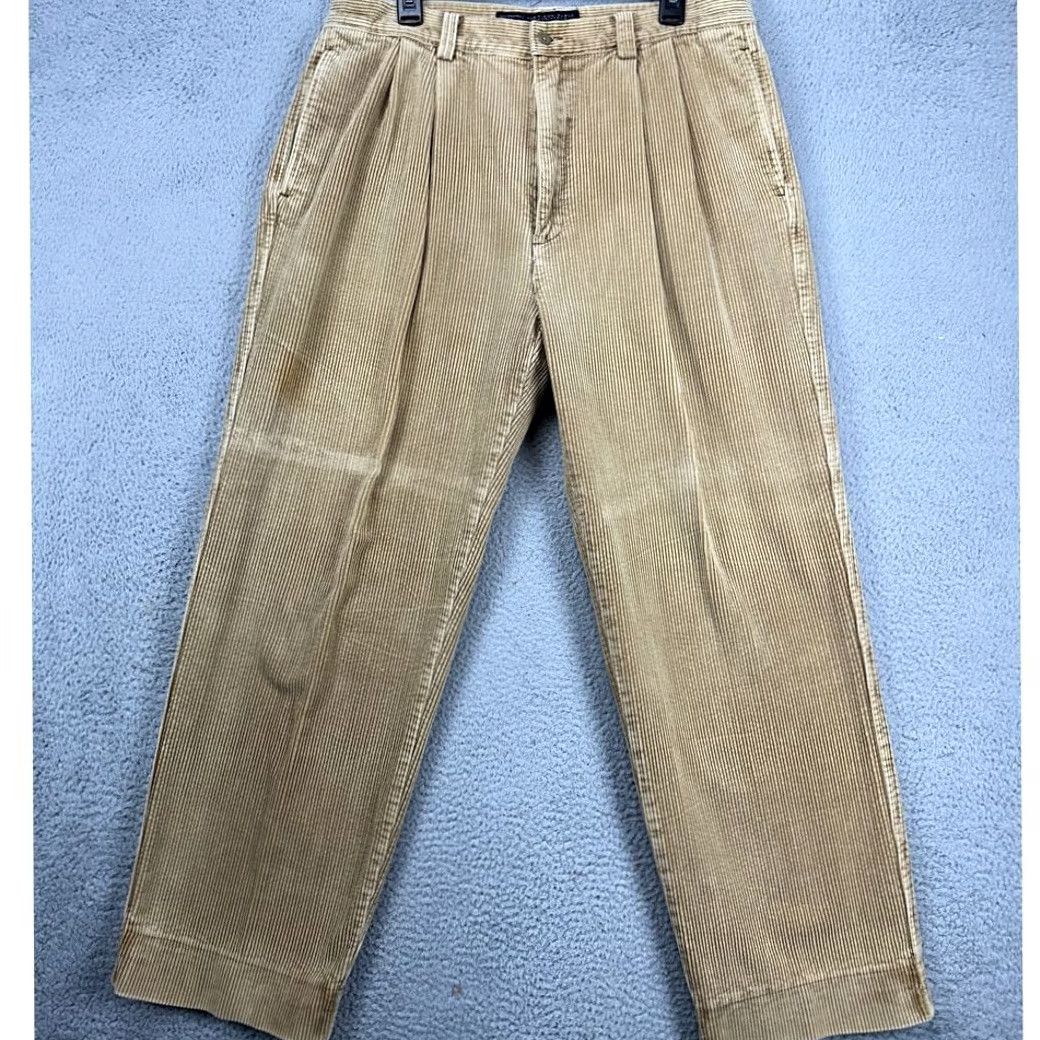 Vintage VINTAGE American Eagle Corduroy Pants Mens 36X30 Tan 90s Y2K Chunky Pleated Logo Pants Mens Large Brown 36X30 Mens Size US 36 / EU 52 - 2 Thumbnail