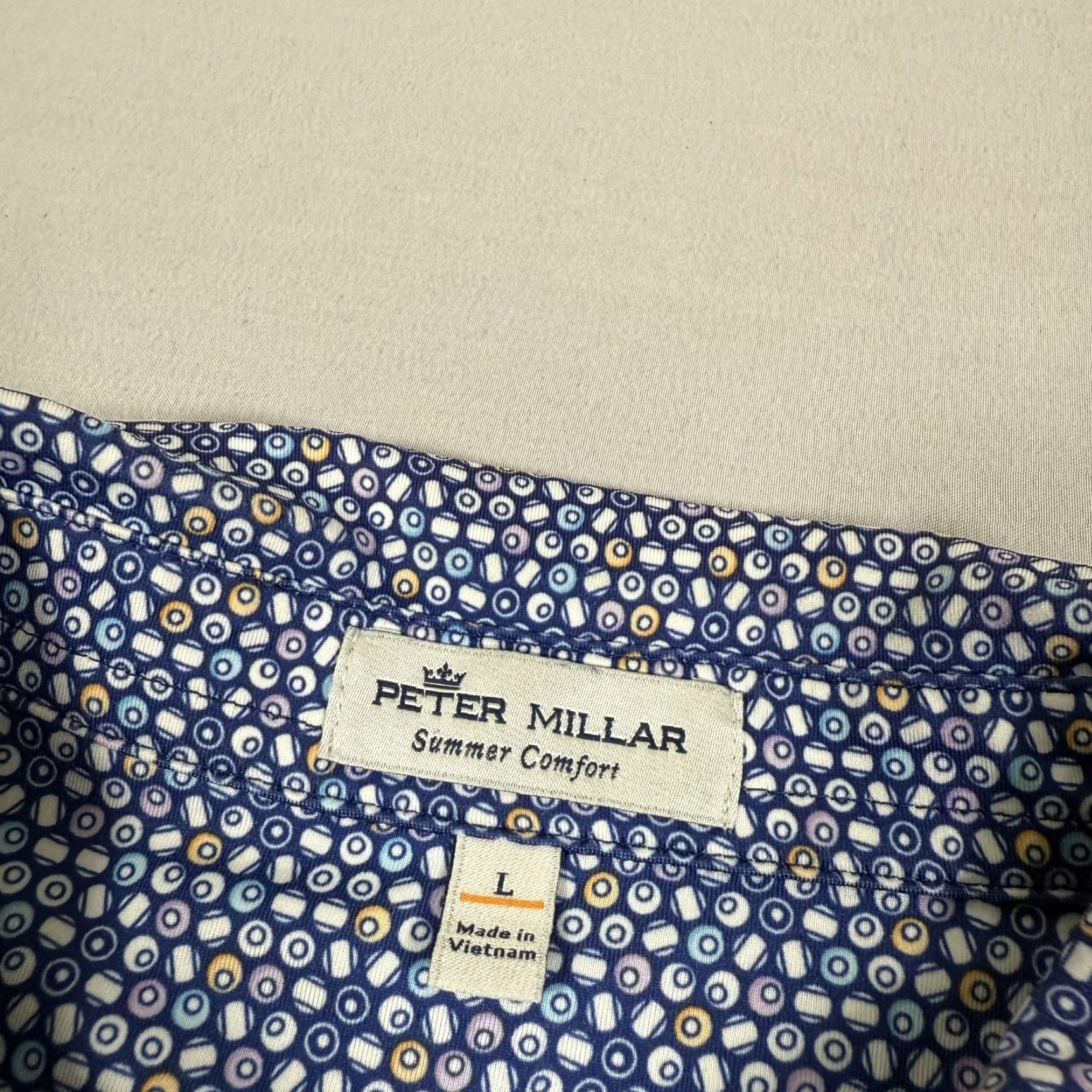 Peter Millar PETER MILLAR Polo Shirt Mens Large Blue Summer Comfort Geometric Print Golf Size US L / EU 52-54 / 3 - 7 Thumbnail