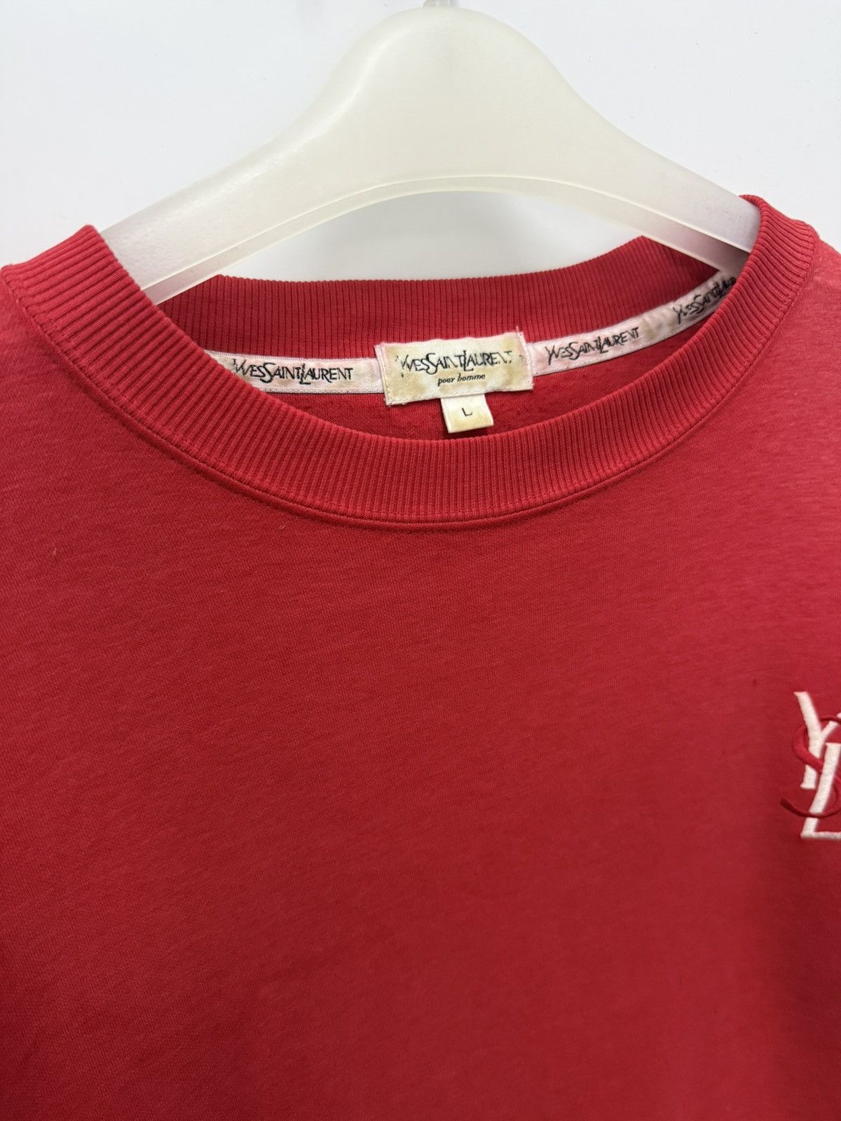 Yves Saint Laurent 90s Designer YvesSaintLaurent Embroided Spellout Logo Sweat Size US L / EU 52-54 / 3 - 6 Thumbnail