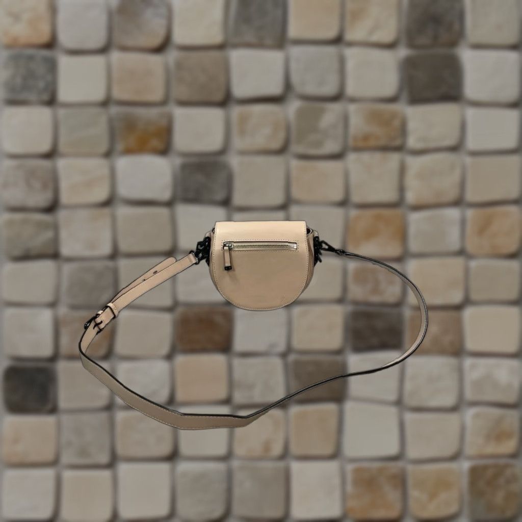 Rebecca Minkoff Astor Saddle Beige Crossbody Bag Womens Small Zip Adjustable Strap Leather Bag