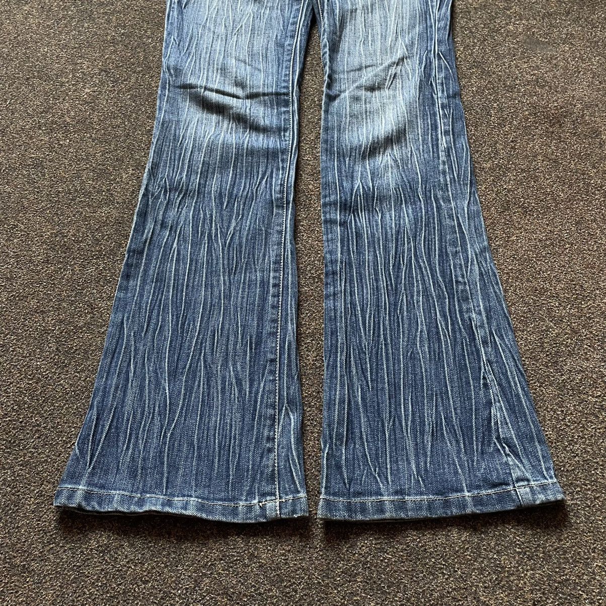Vintage Vintage 90s Y2K Baggy Flared Jeans Skate Thrashed Logo 33 Size 33" - 3 Thumbnail