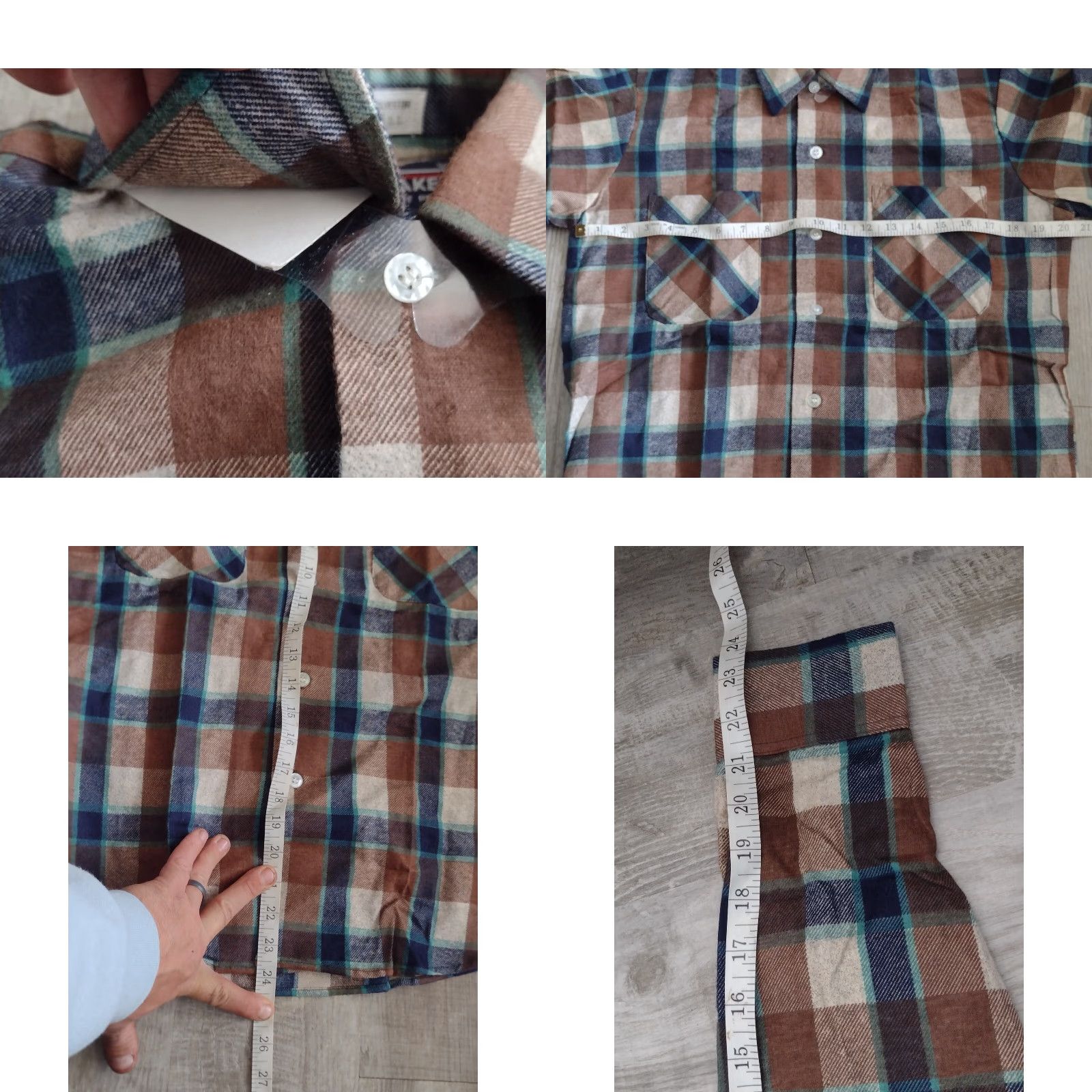 Vintage VINTAGE Windbreaker Plaid Flannel Shirt Mens S Regular Long Sleeve Brown Blue NWT/NWOT Size US S / EU 44-46 / 1 - 8 Thumbnail