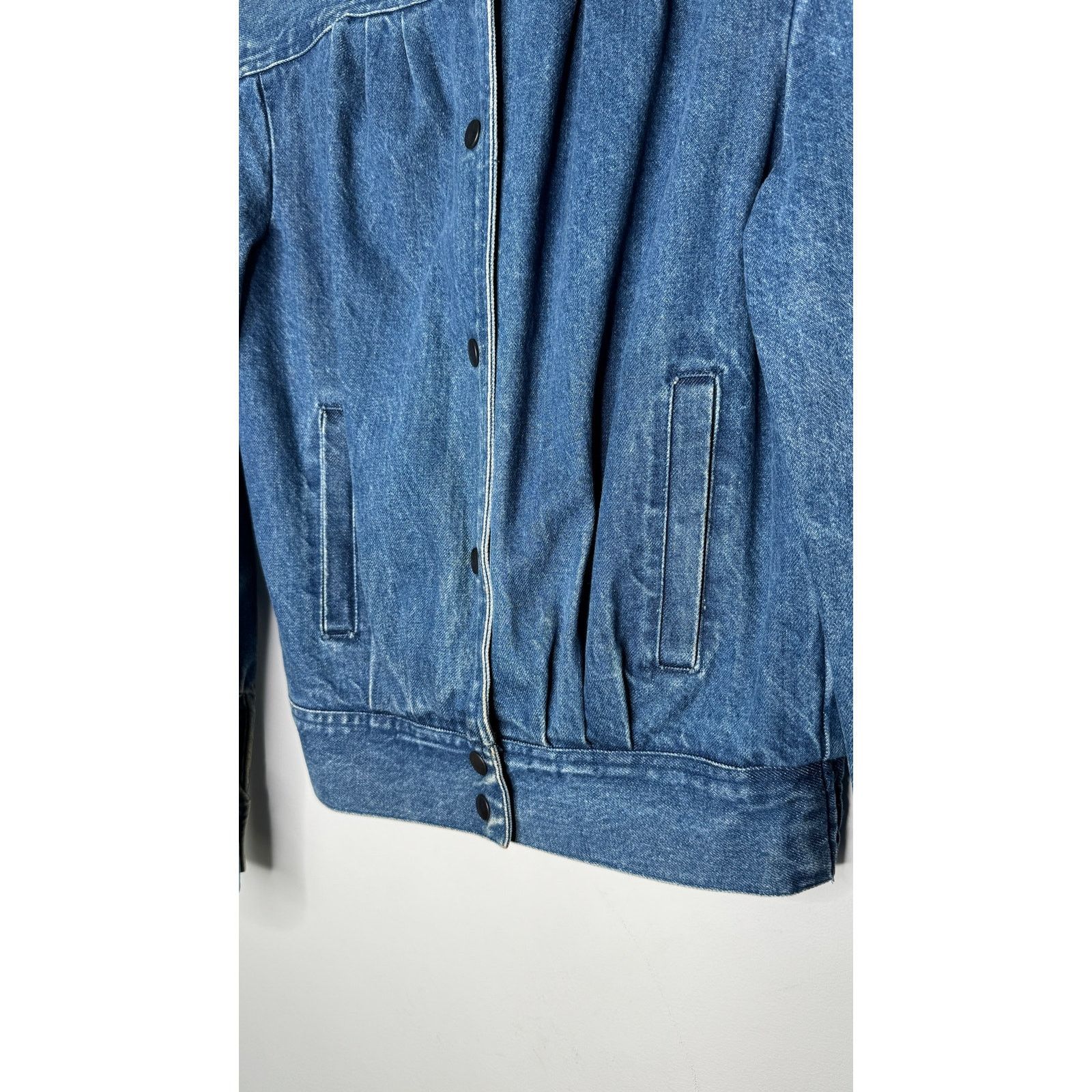 Vintage 1980s Vintage Denim Puff Sleeve Bomber Jacket Women’s Medium Size M / US 6-8 / IT 42-44 - 8 Thumbnail