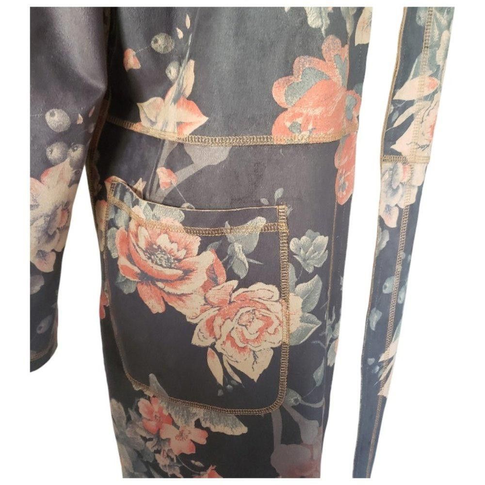 Designer CT445 Philosophy Gray Lightweight Floral Open Cardigan L Size L / US 10 / IT 46 - 3 Thumbnail