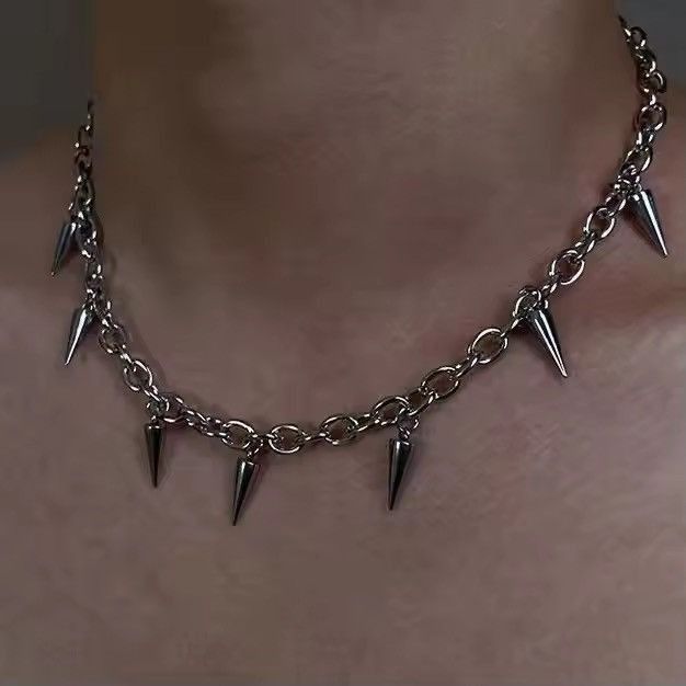 Jewelry Spiked Chain Link Necklace in Silver, Men's
