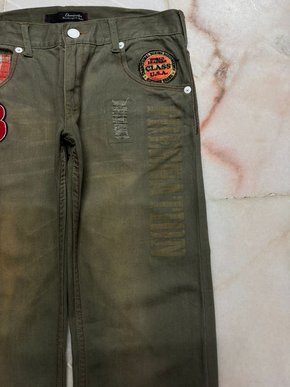 Tornado Mart 💥Sick💥Vintage Dominate Rusty Mudwash Distressed Patcher Jean Size US 31 - 5 Thumbnail