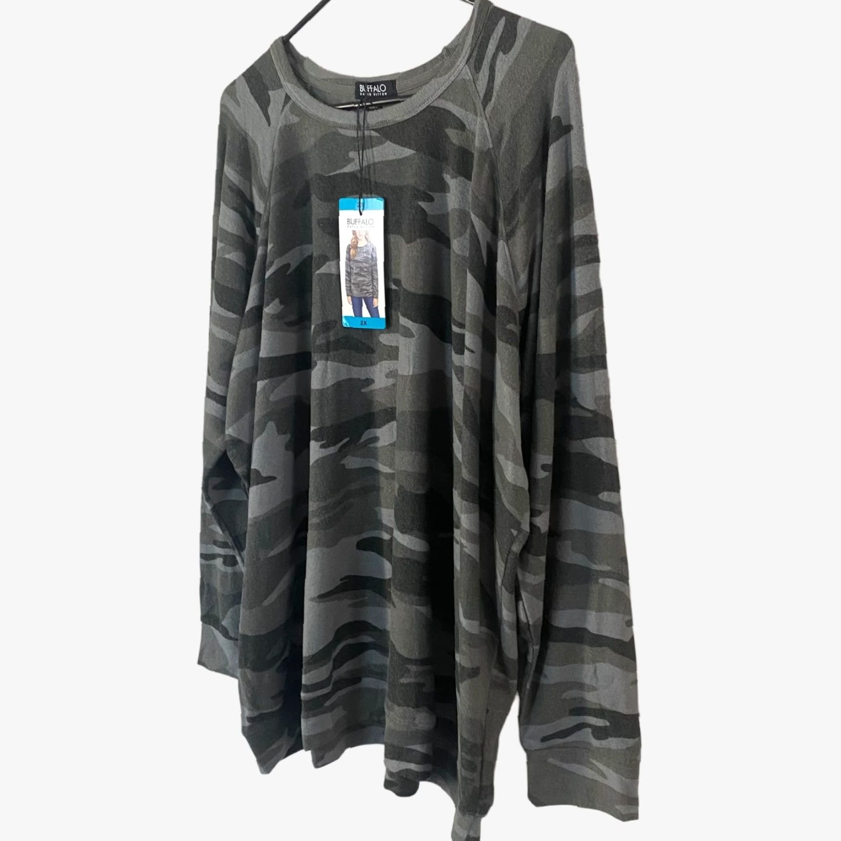 Buffalo David Bitton Buffalo David Bitton Camo Sweatshirt Gray Women's Plus Size 2X Pullover Scoop-Neck Casual All Seasons Lightweight Size XXL / US 16-18 / IT 52-54 - 2 Thumbnail