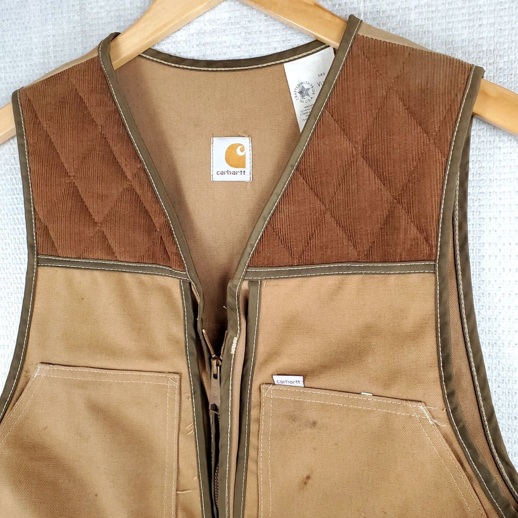 Carhartt VTG Carhartt Vest Mens Hunting Corduroy Cotton Duck Vest Small Beige USA Camouflage Men Front Pouch Ammunition Holders Game Pouch Size US S / EU 44-46 / 1 - 5 Thumbnail