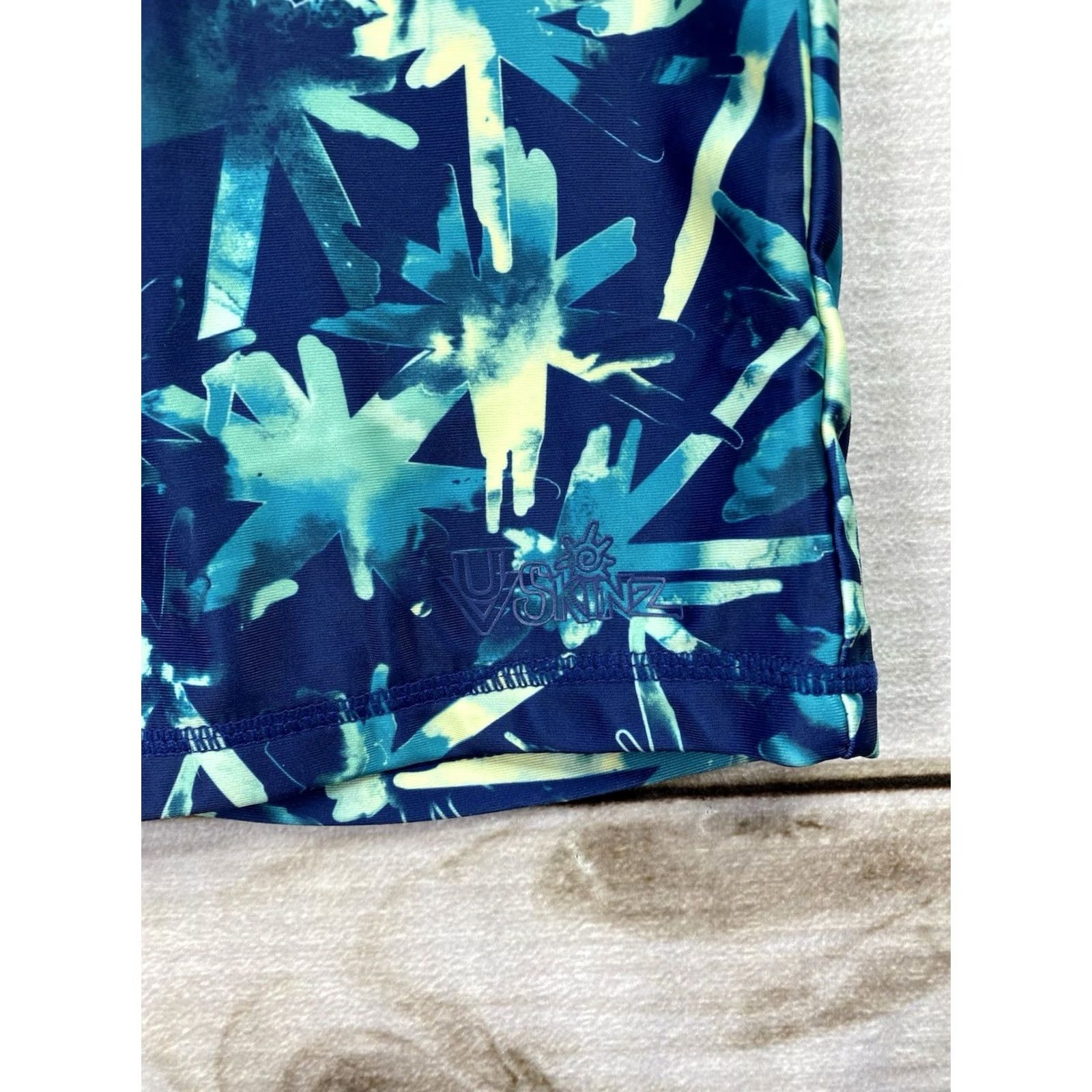 Skin UV Skinz Blue Capris Bottom Womens M UPF 50+ Floral Beach Size 32" / US 10 / IT 46 - 2 Thumbnail
